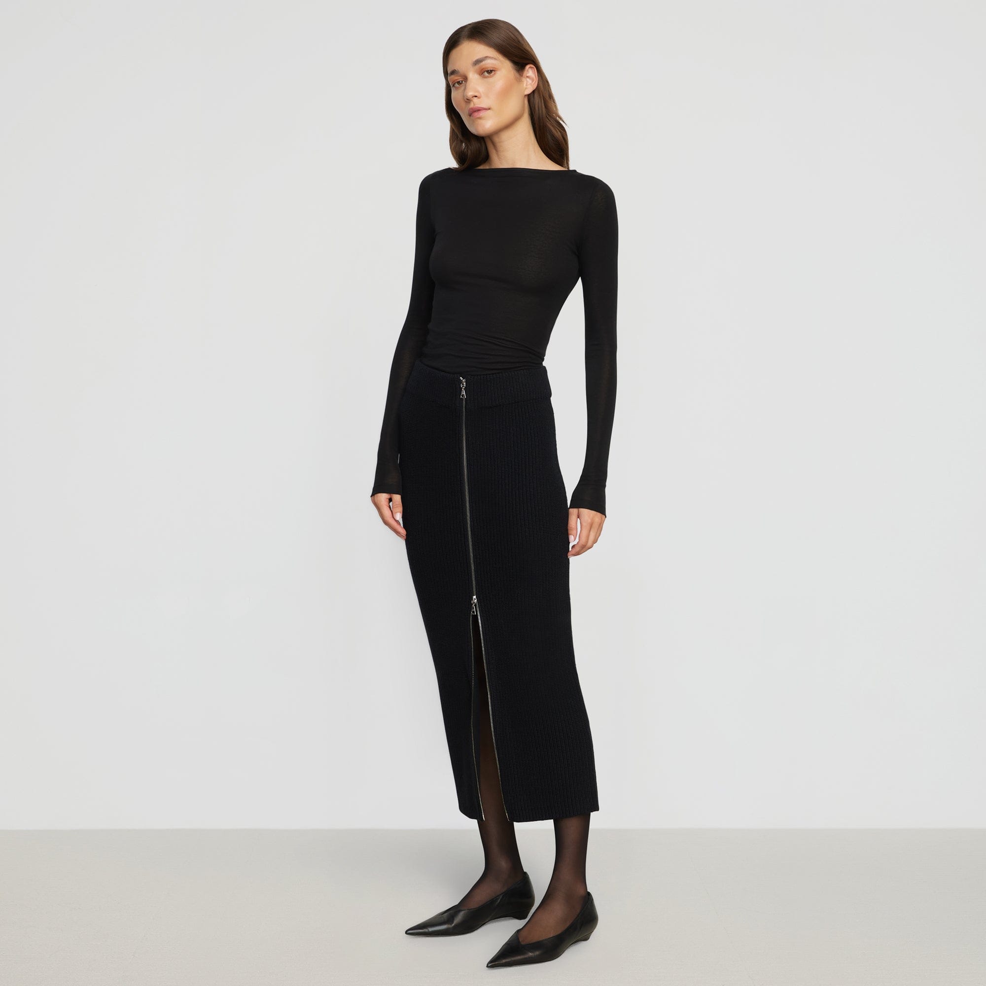 Sutton Front Zip Sweater Skirt for Women - Stylish Knitted Sweater Dress with Zipper Detail | Perfect for Office, Date Night & Fall Fashion