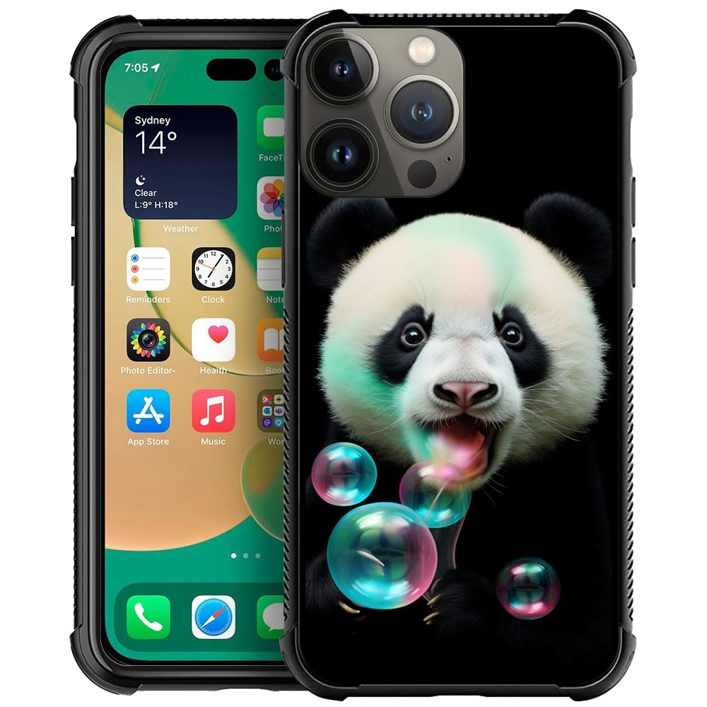 Cute Panda Blowing Bubbles iPhone 13 Pro Case - Shockproof Anti-Scratch Protective Cover with Drop Protection | Perfect for Everyday Use, Travel & Outdoor Activities