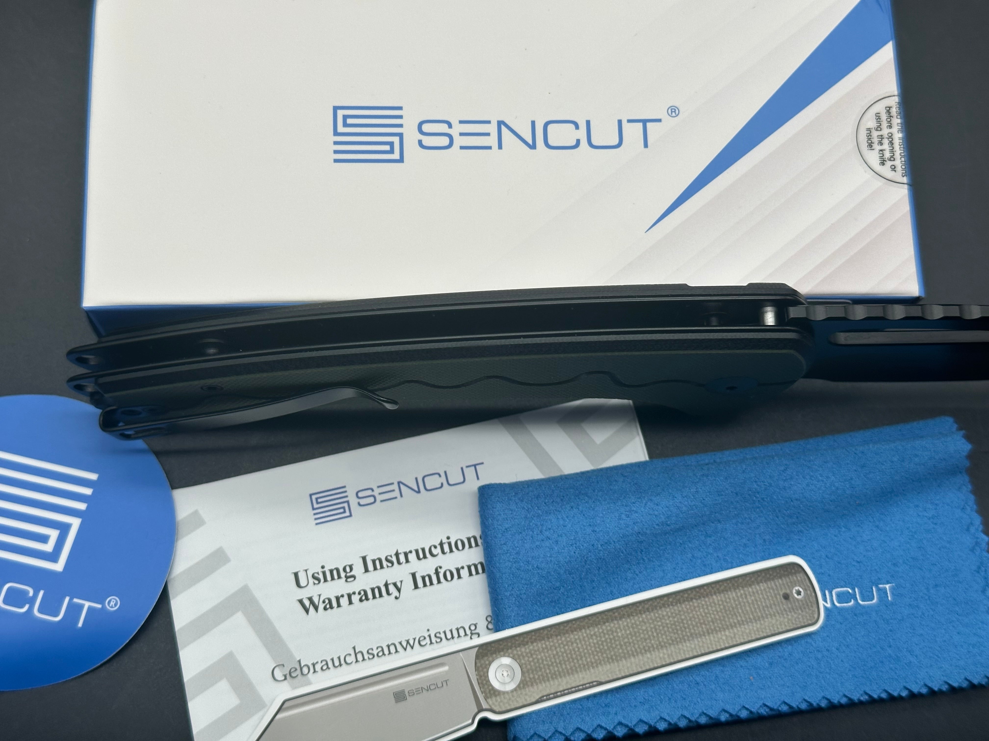 SENCUT SQUIGGY Folding Pocket Knife - 9CR18MOV Black Blade with Black/Green G10 Handle - EDC, Camping, Hiking & Outdoor Survival Tool