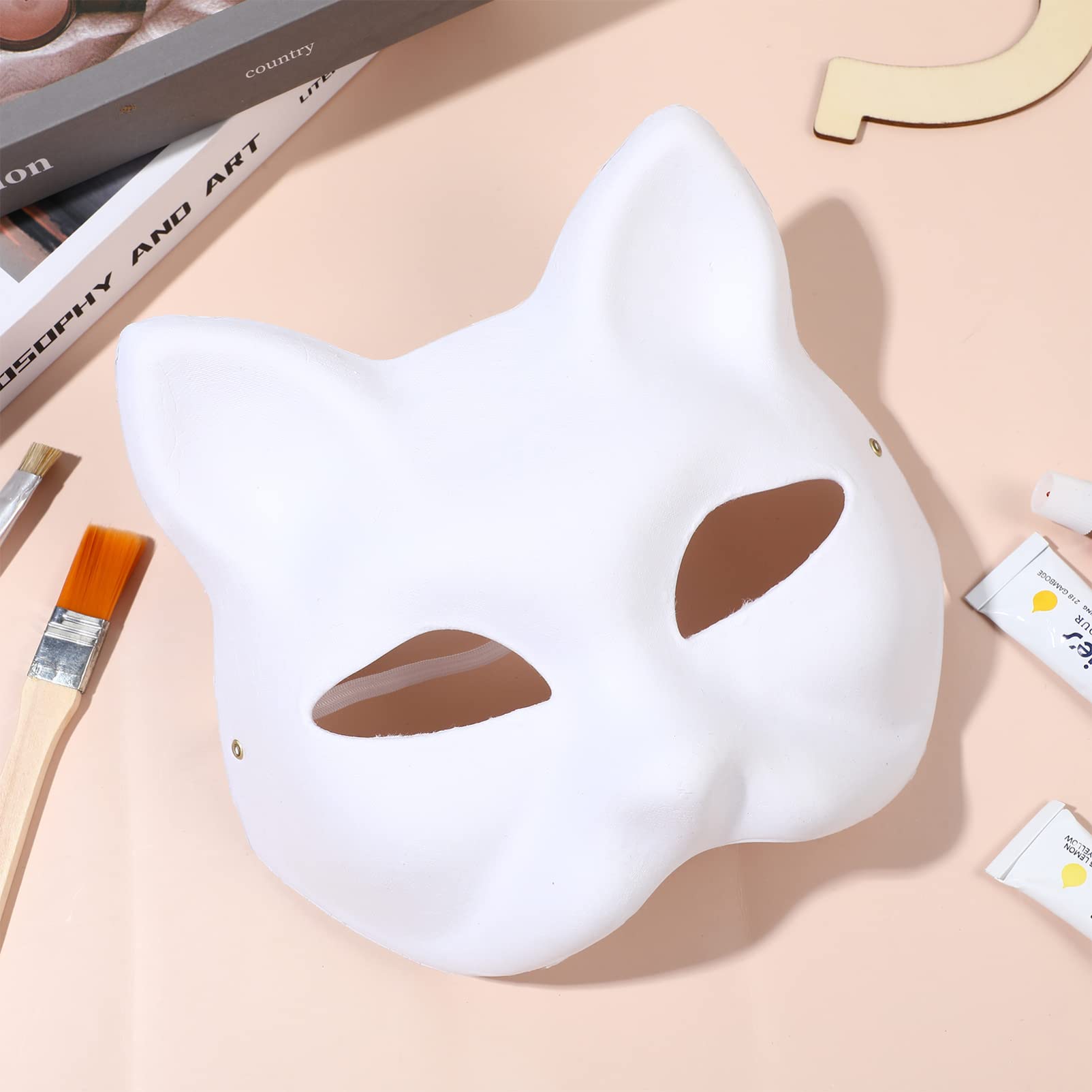 DIY Unpainted White Fox Half Face Paper Masks - 10 Pack Blank Masks for Cosplay, Halloween, Carnival & Themed Parties - Perfect for Costume Events, Role Playing & Creative Crafting