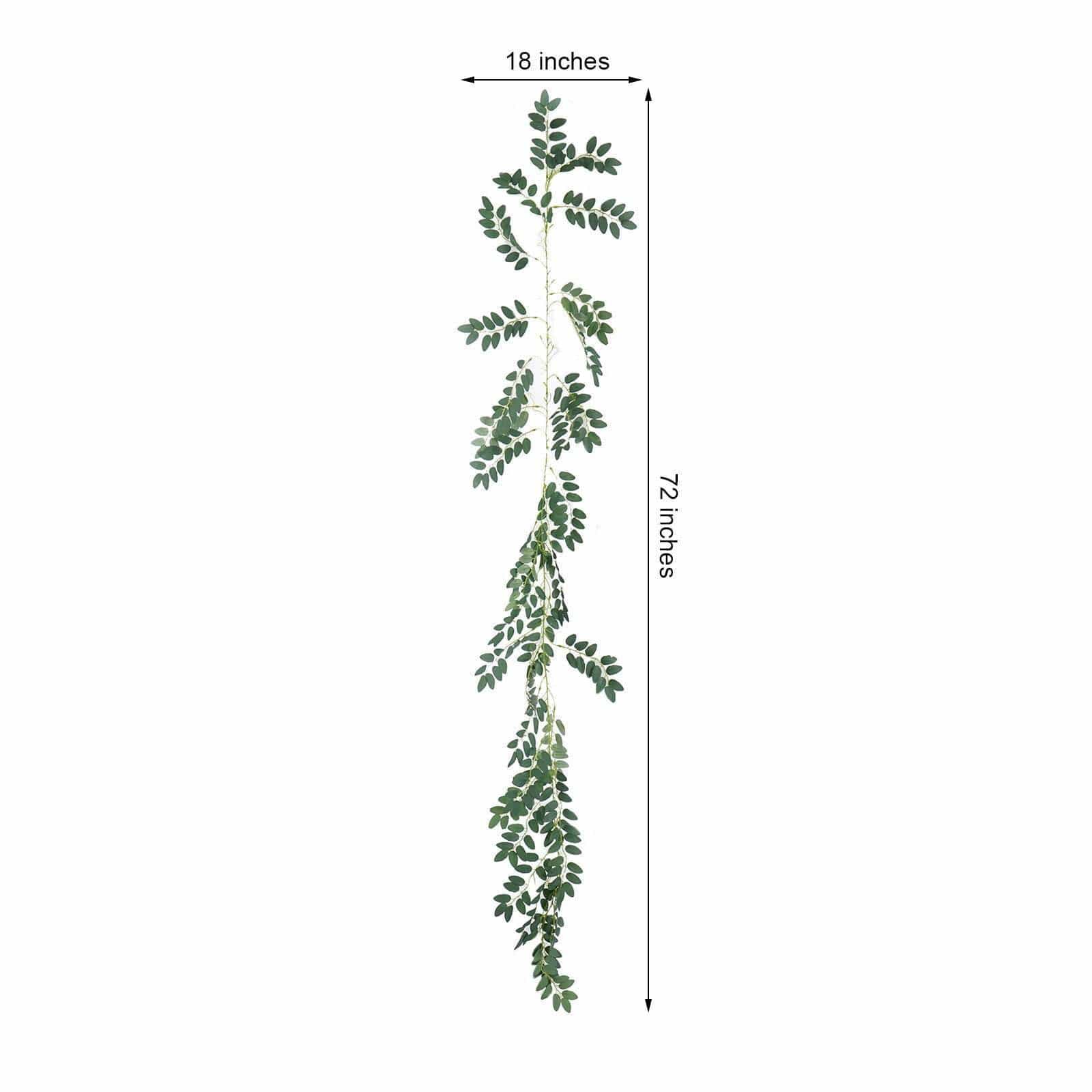 2 Pack 12 ft Long Honey Locust Artificial Foliage Garland - Realistic Light Green Leaves for Wedding Decor, Home Decoration & Party Backdrop