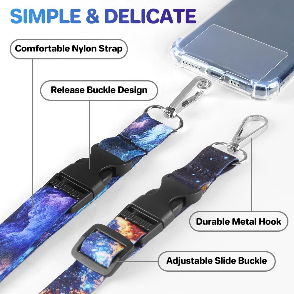 Adjustable Universal Phone Lanyard with 6 Tether Tabs - Crossbody Neck Strap Compatible with All Smartphones (3 Pack) - Perfect for Work, Travel, and Outdoor Activities