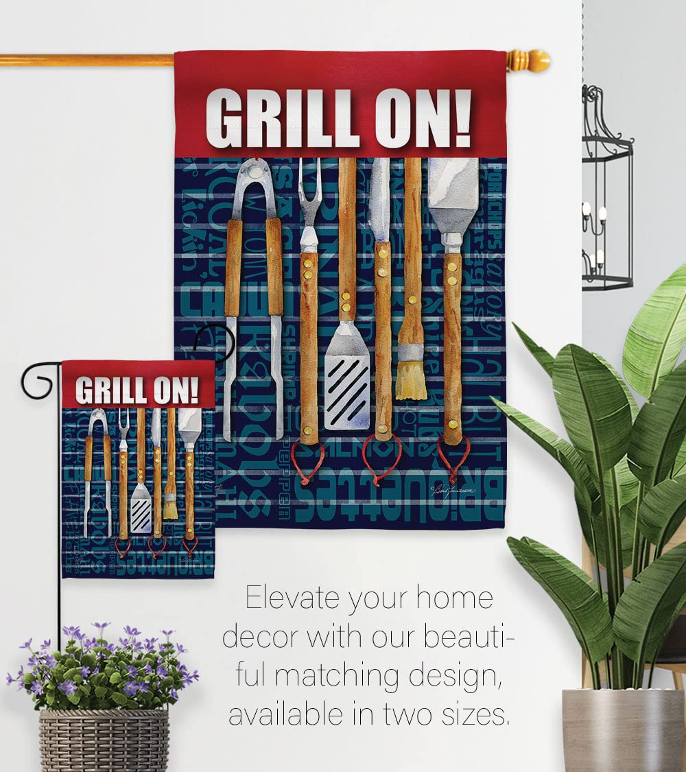 Summer Fun Grill House Flag Set 28x40in w/Flagpole - Outdoor Decor