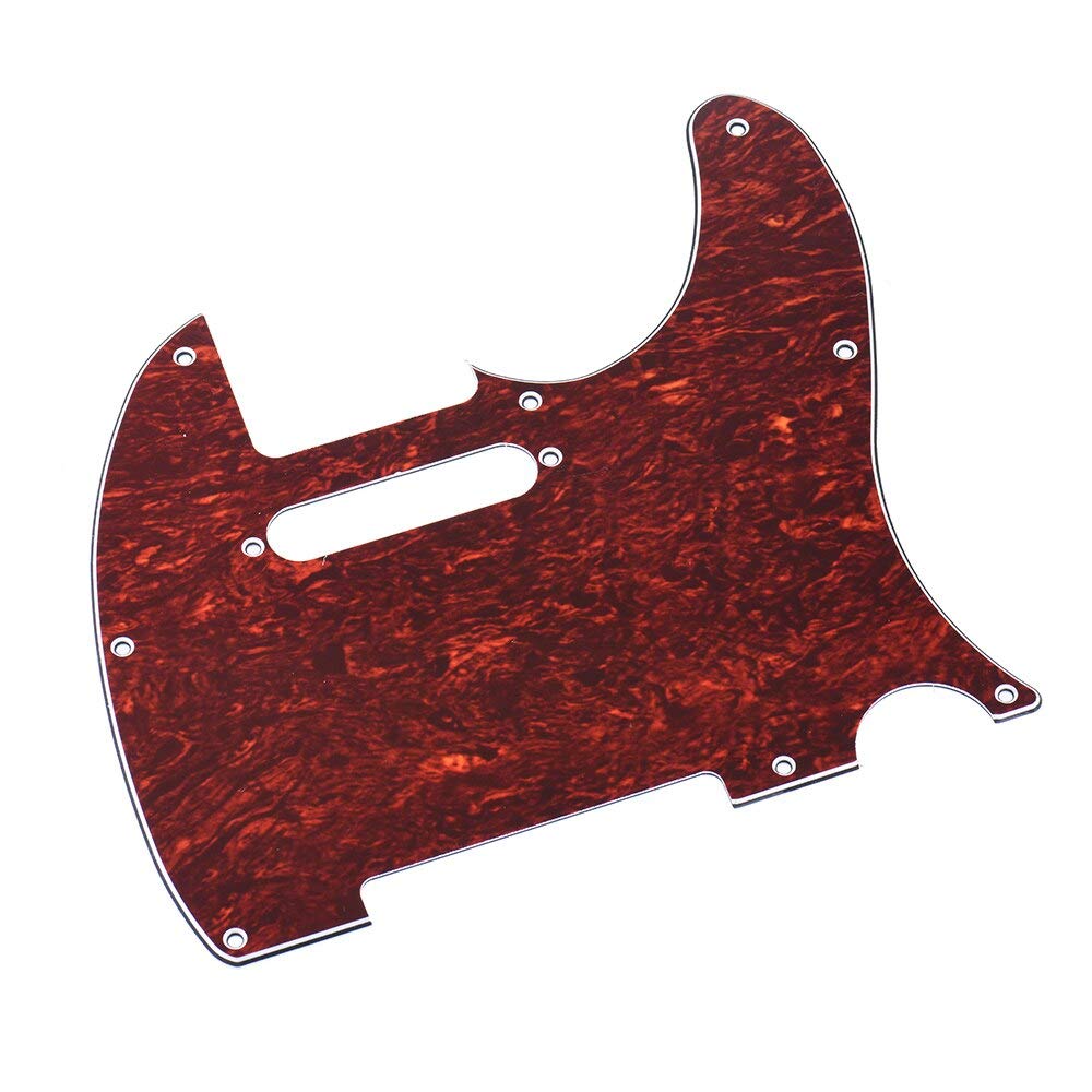 Electric Guitar Pickguard 4-Ply for Telecaster - Tortoise Shell Red Pick Guard Replacement Part | Fits Standard & Modern Style Guitars | Perfect for Upgrades & Repairs