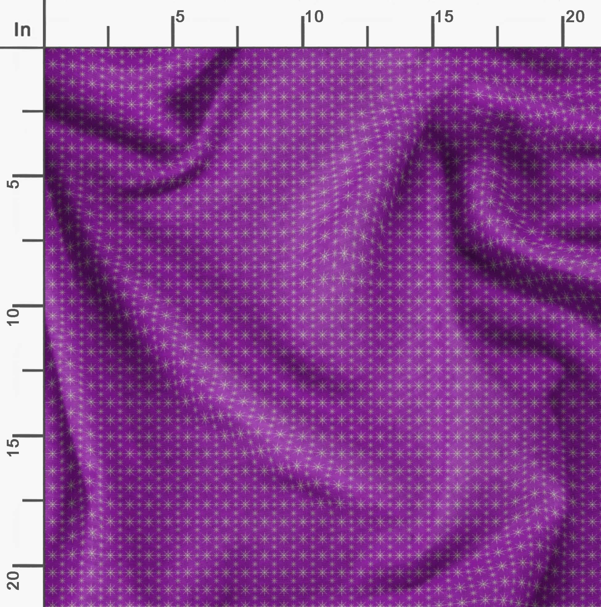 Soimoi Moss Georgette Purple Fabric by The Yard - 42 Inch Wide Geometric Star Printed Polyester Chiffon Material for Dresses, Scarves & Home Decor | Cosmic Bohemian Style DIY Fashion Fabric