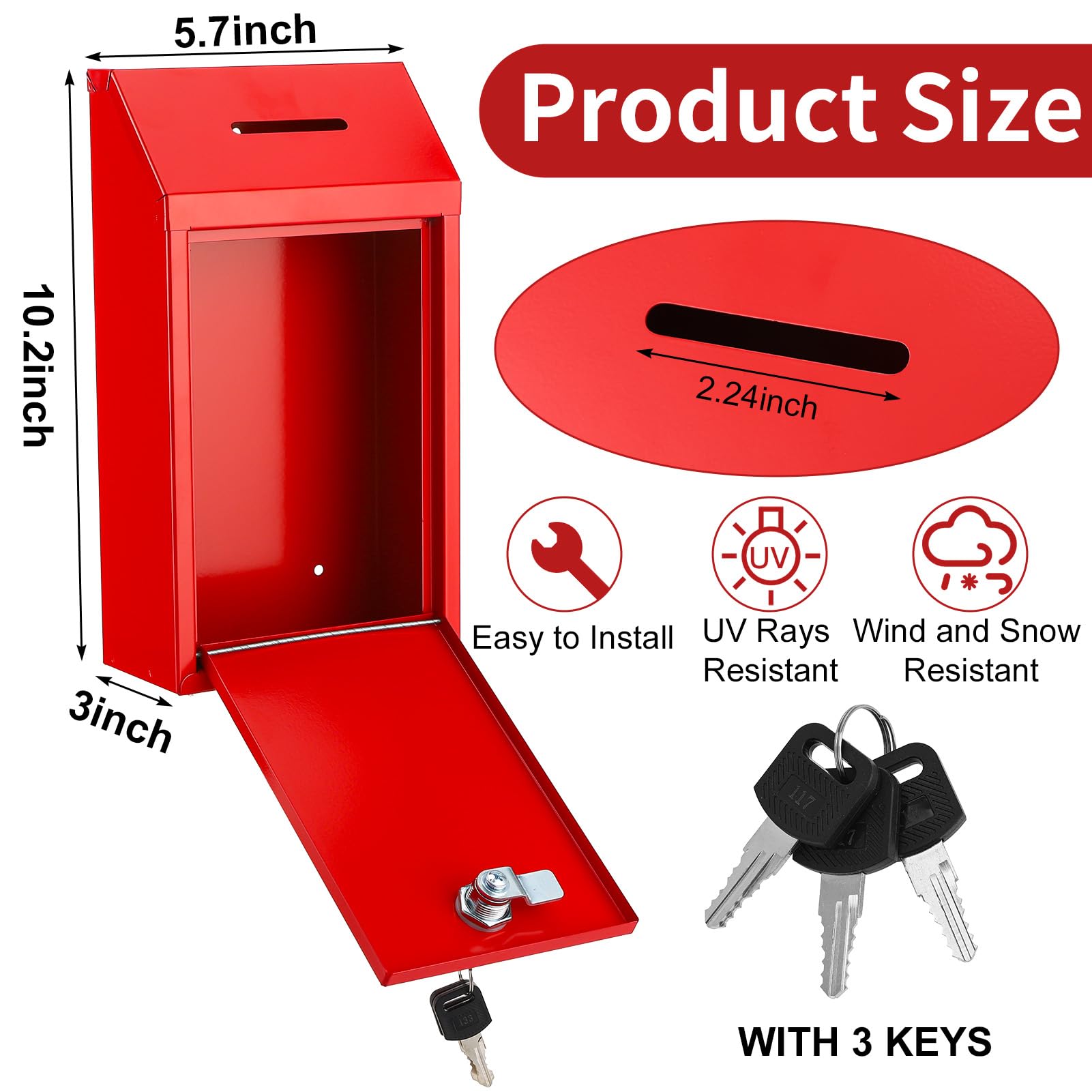 Secure Metal Donation Box with Lock Slot - 10.2