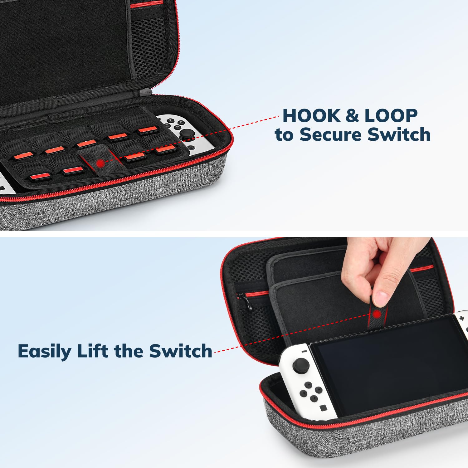 Younik Hard Carrying Case for Nintendo Switch & Switch OLED - Enhanced Version with Larger Storage Space for 19 Games, Official AC Adapter & Accessories | Portable Protection for Travel, Commuting & Gaming On-The-Go