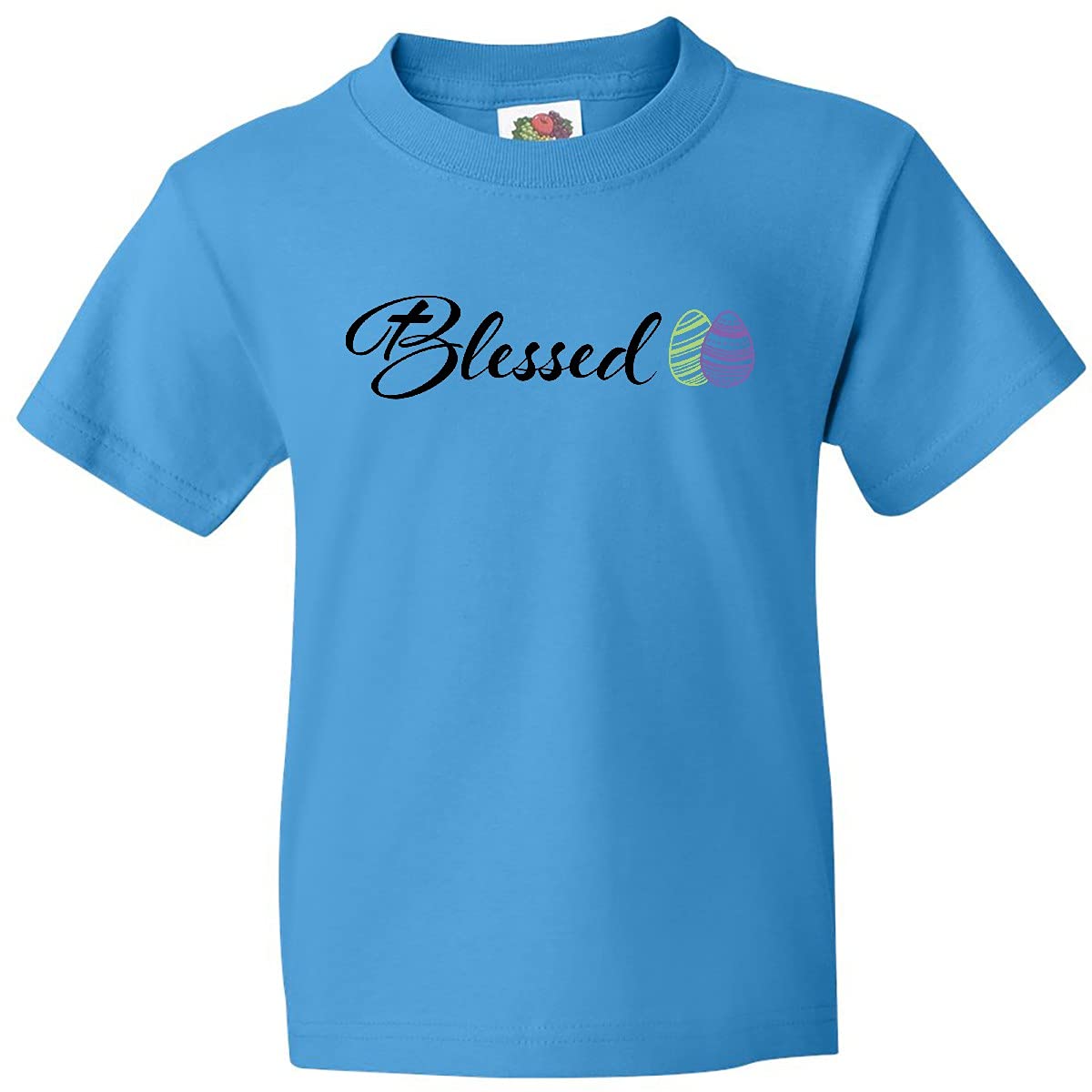 Easter Blessed T-Shirt with Green & Purple Eggs - Youth Apparel for Easter Celebrations