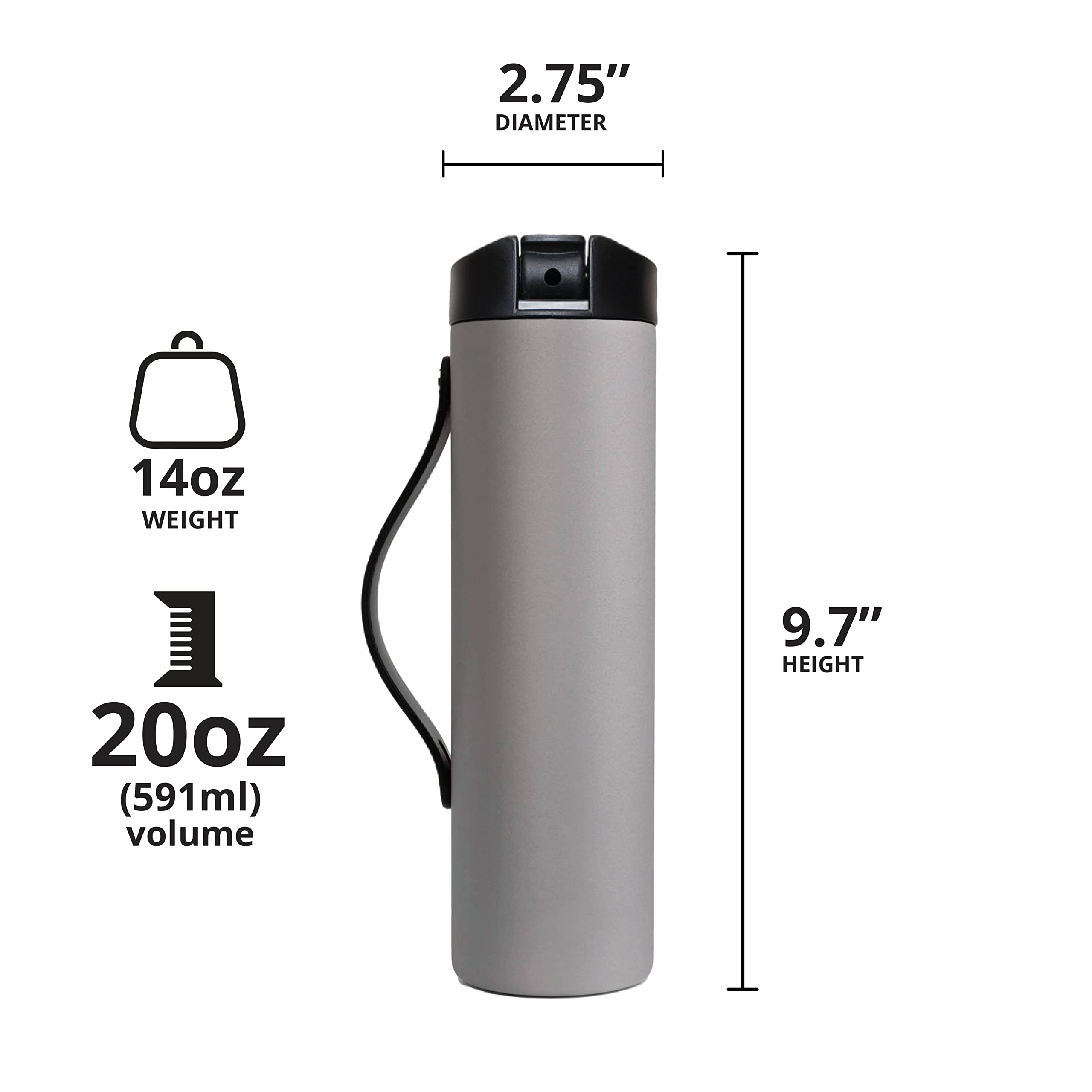 Stainless Steel Water Bottle 20oz - Insulated Leak Proof for Travel, Gym & Sports