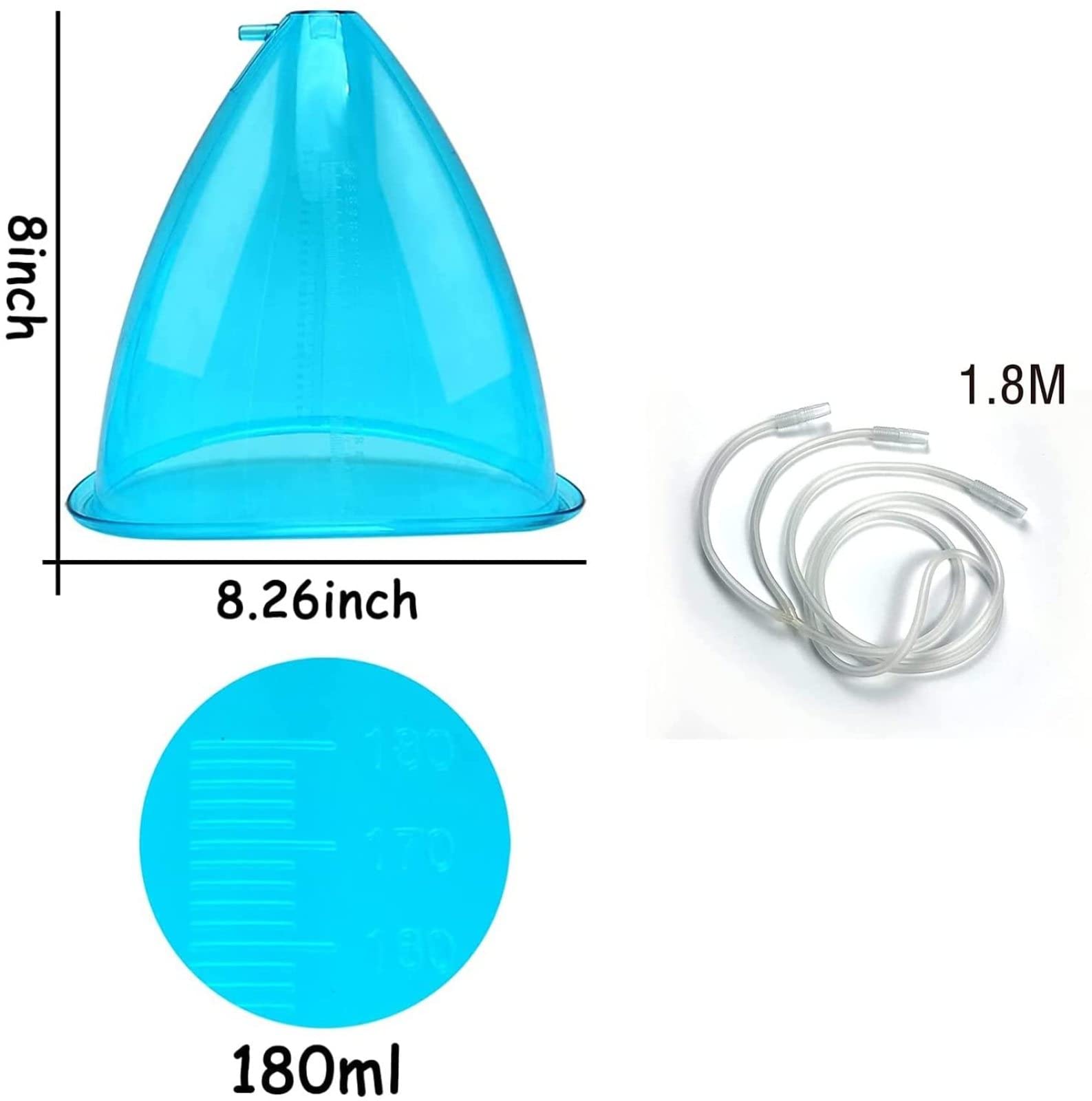 **1800ML Vacuum Cupping Machine Accessories - Y Type Hose Therapy Buttock Lift & Body Massage Cups (1 Pair, Blue) - Perfect for Home Spa, Cellulite Reduction & Relaxation**