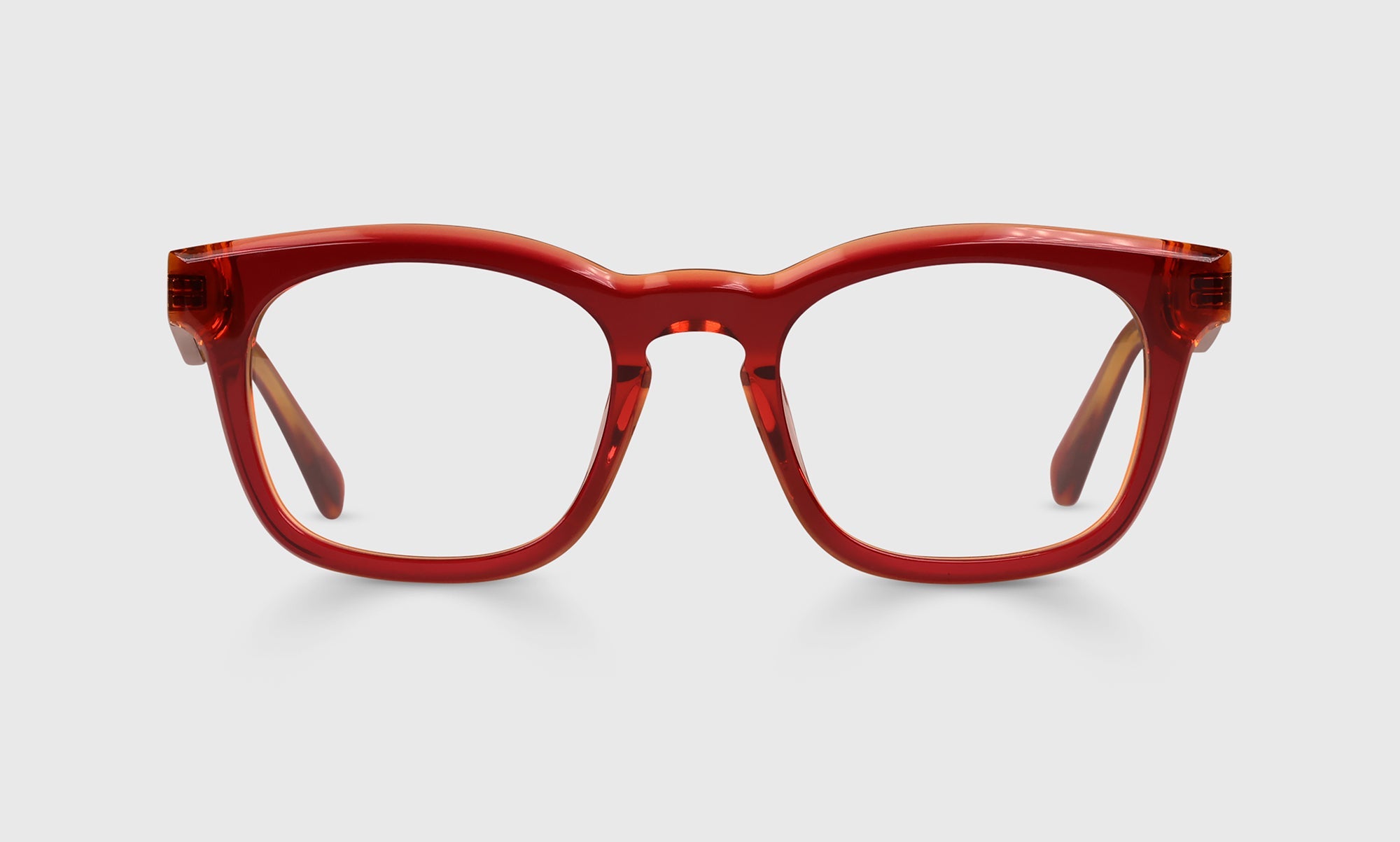 Humble Narrator Color 01 Red and Orange Crystal Front and Temples - Stylish Eyeglass Frames for Women & Men - Perfect for Reading, Fashion, and Everyday Wear