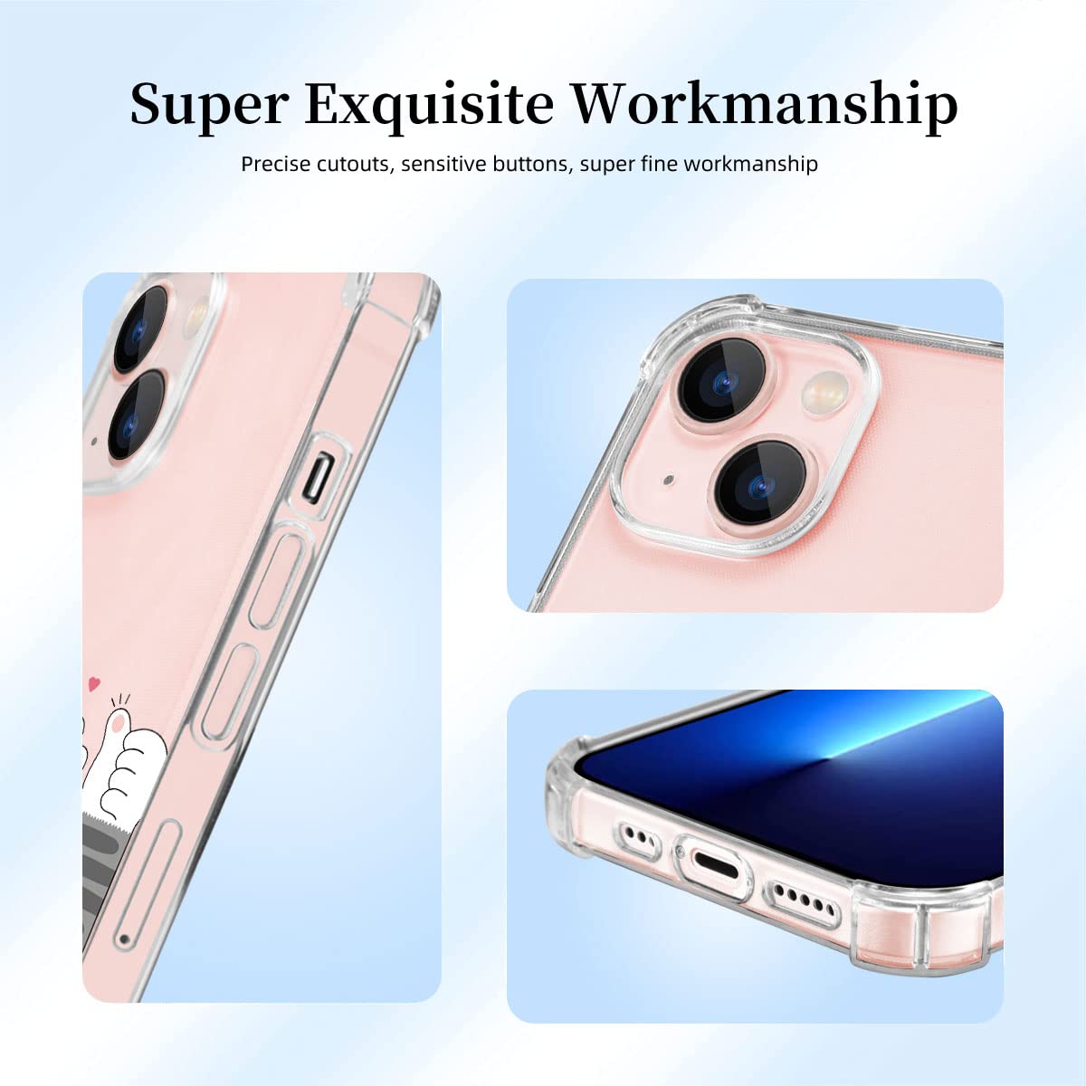 Cute Cat Paw Phone Case for iPhone 12 & 12 Pro - Crystal Clear Stylish TPU Shockproof Protective Cover for Women Girls (6.1 Inch, Grey) - Perfect Gift for Cat Lovers & Daily Use