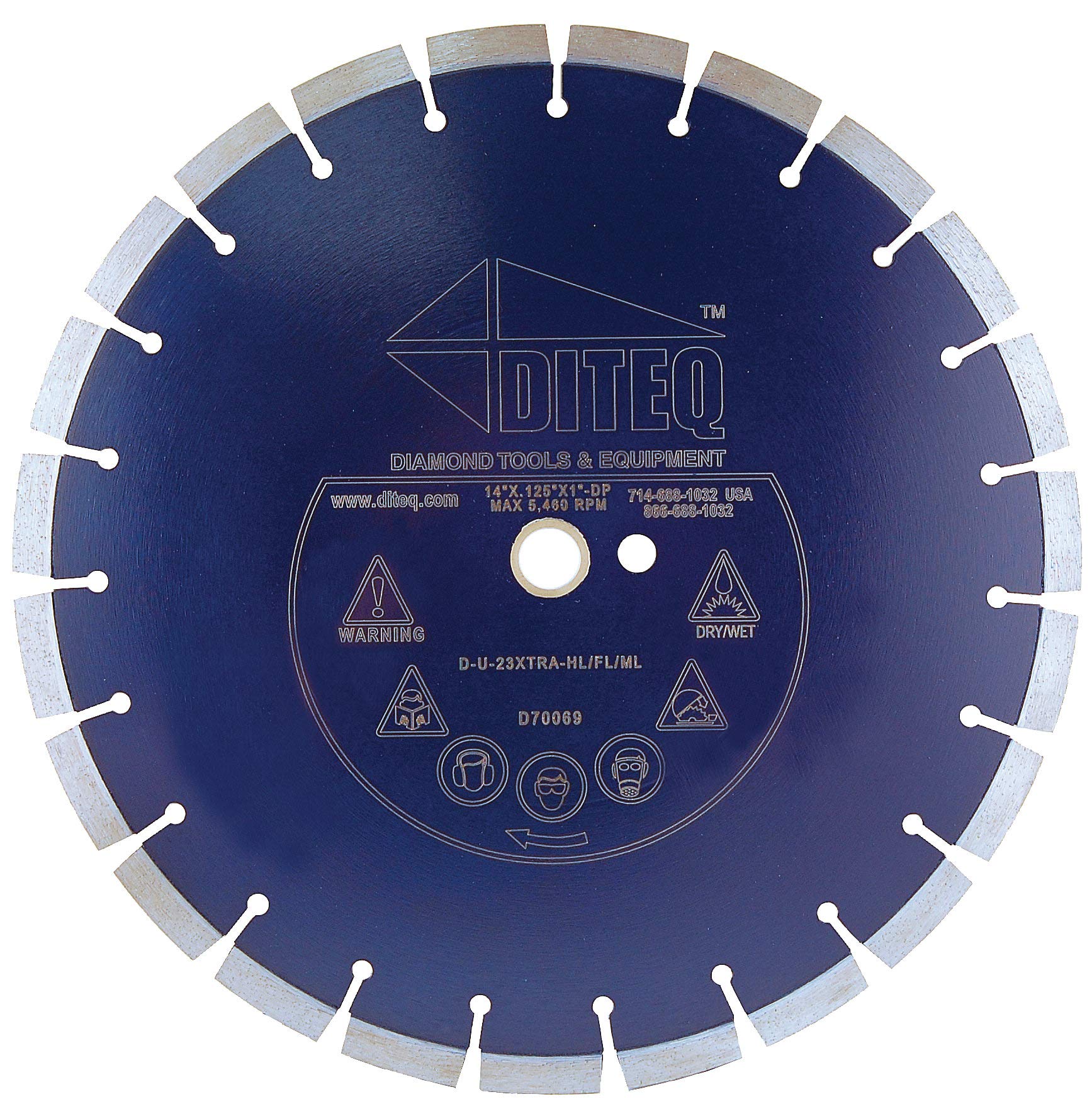 DITEQ 14-Inch Xtra Segmented Diamond Saw Blade for Concrete, Brick, and Masonry Cutting - Professional Grade Wet/Dry Use for Construction and Renovation Projects