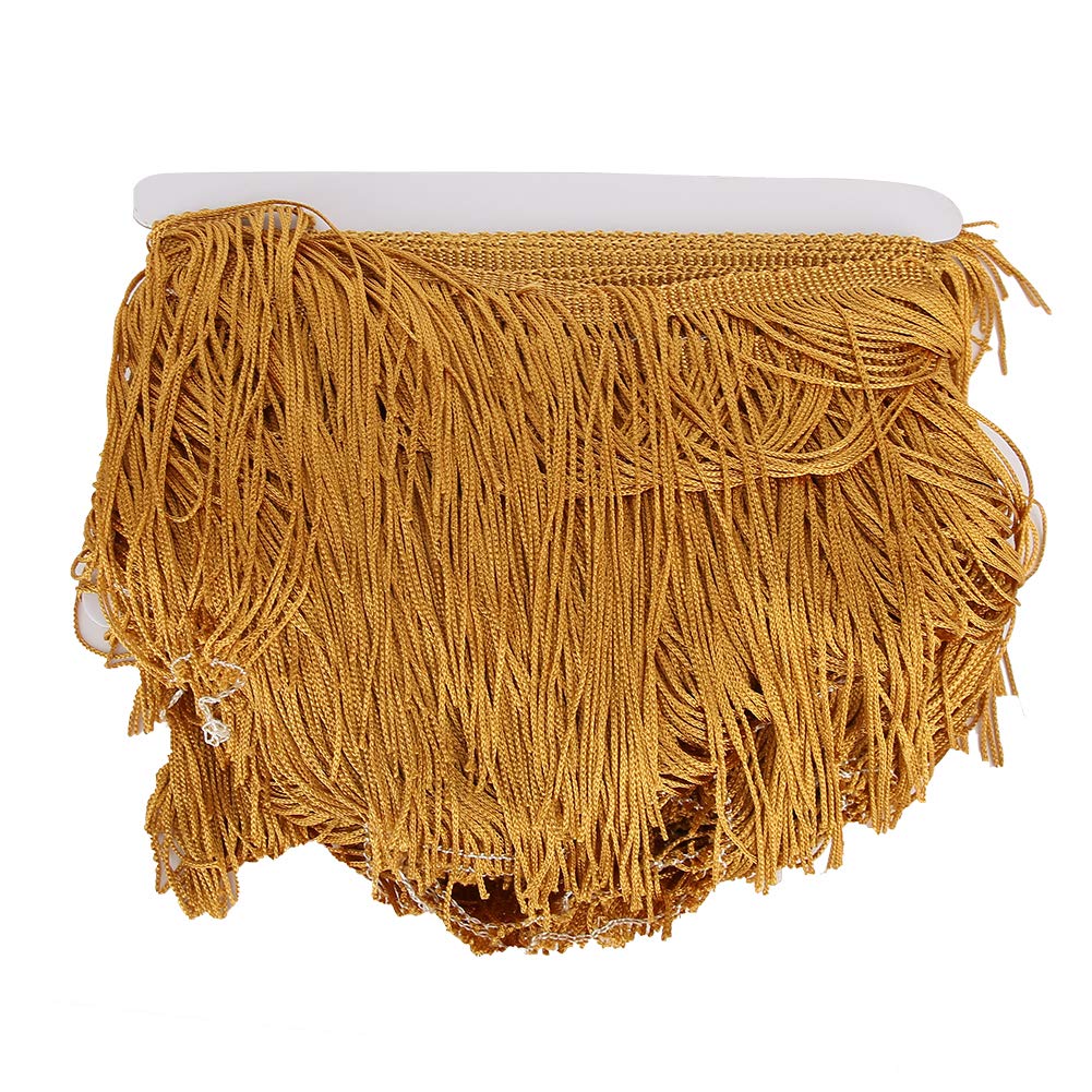 10 Yard Gold Fringe Trim Lace Tassel Dance Skirt - 14cm Wide Women's Ballroom Latin Tango Dress for Performances & Competitions