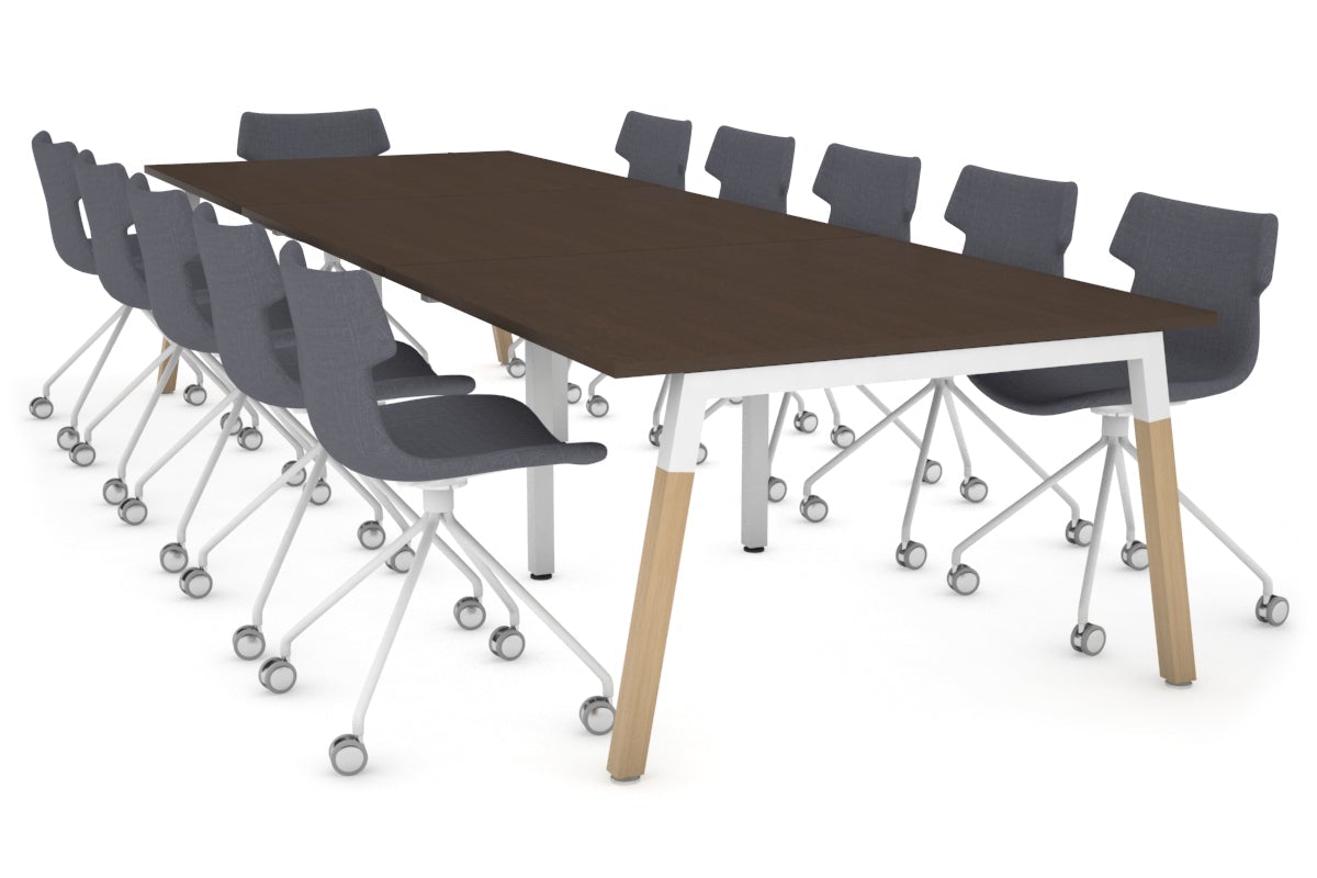 Modern Boardroom Table with Quadro A Legs & Wood Cross Beam - 3600L x 1200W - Perfect for Executive Offices & Conference Rooms