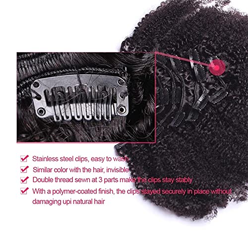Afro Kinky Curly Clip-in Human Hair Extensions - Mongolian Virgin Hair Weft 12-22 Inch - Natural Black Small Curly Full Head Clip-ins (150g 20inch) for Women - Perfect for Daily Styling, Parties & Protective Hairstyles