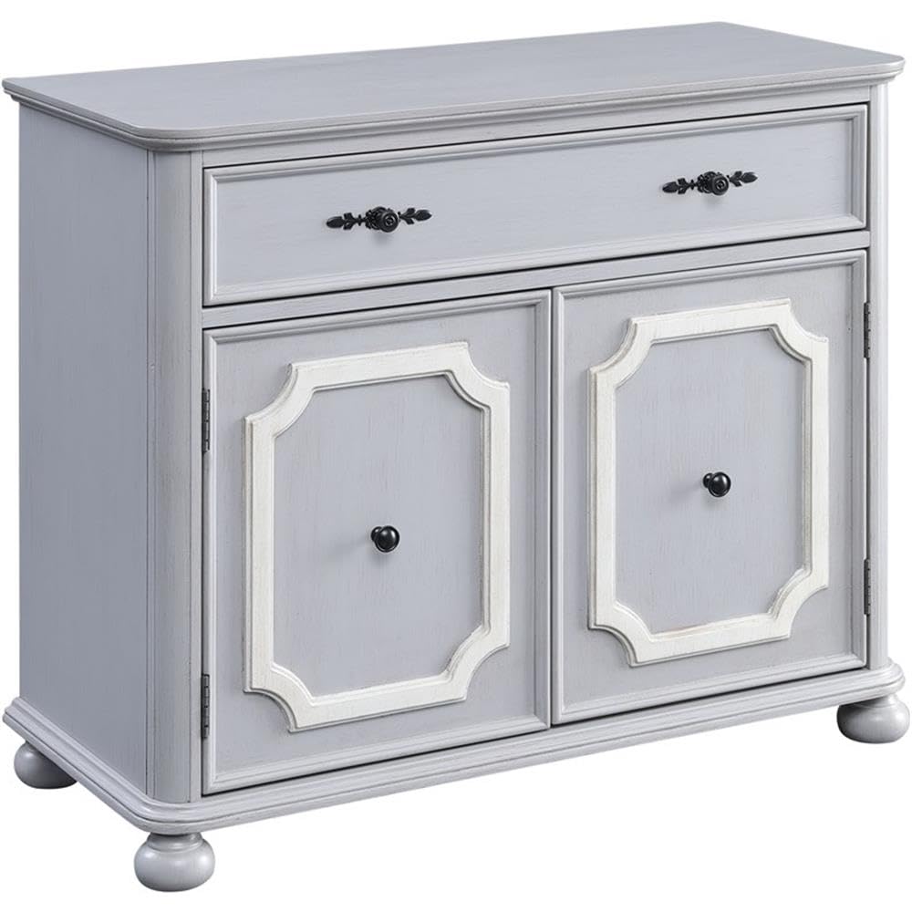 Gray Acme Enyin Wooden 1-Drawer Storage Cabinet with Double Doors - Perfect for Bedroom Closet Organization & Living Room Decor