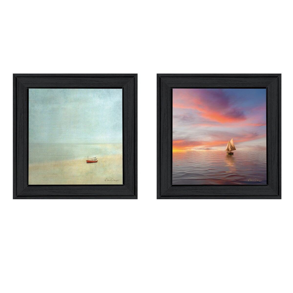 Stunning Seascape Wall Art - 2 Piece Vignette Set by Michael Petrizzo in Elegant Black Frame | Perfect for Living Room, Bedroom & Office Decor