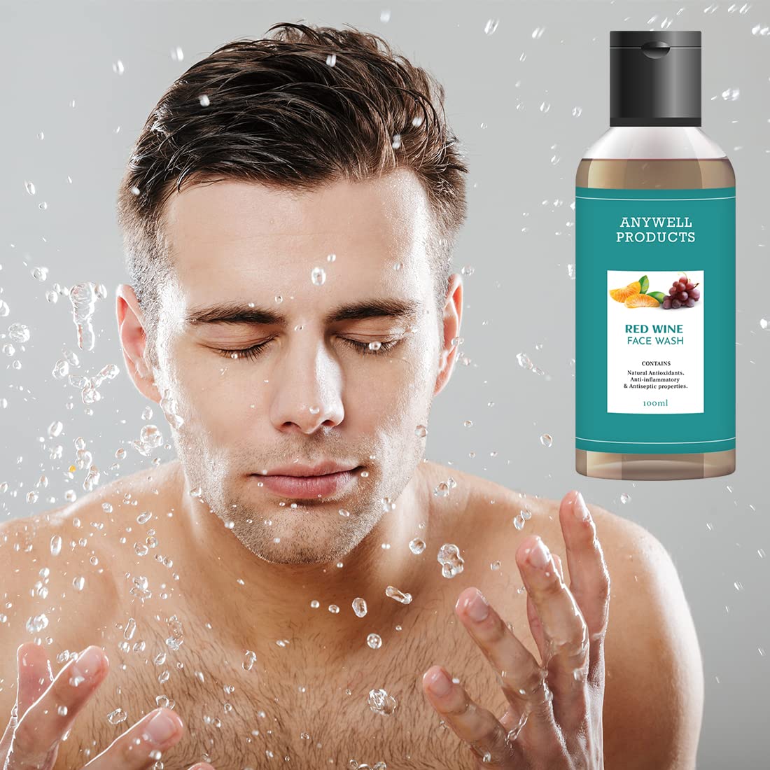 Anywell Red Wine Face Wash - Brightens Skin, Reduces Oil, Anti-Aging 100ml for Glowing Complexion