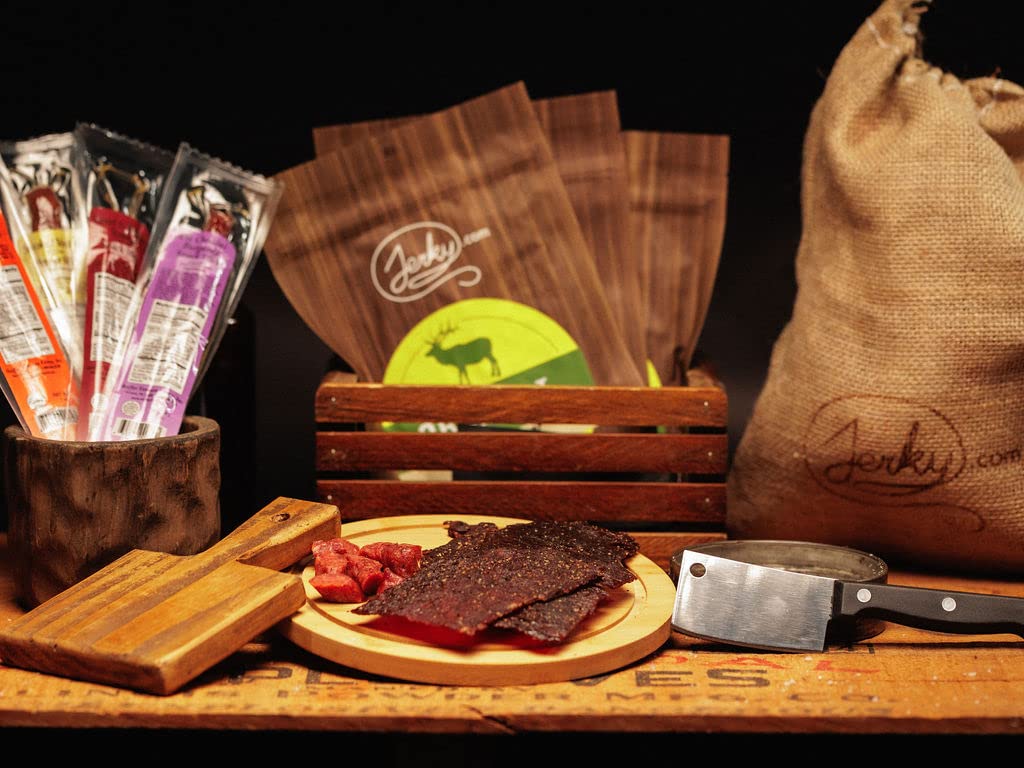 Premium Exotic Jerky Gift Set - 3 Bags & 4 Sticks of Gourmet Venison, Buffalo & Elk Jerky | Perfect for Camping, Hiking & Outdoor Adventures