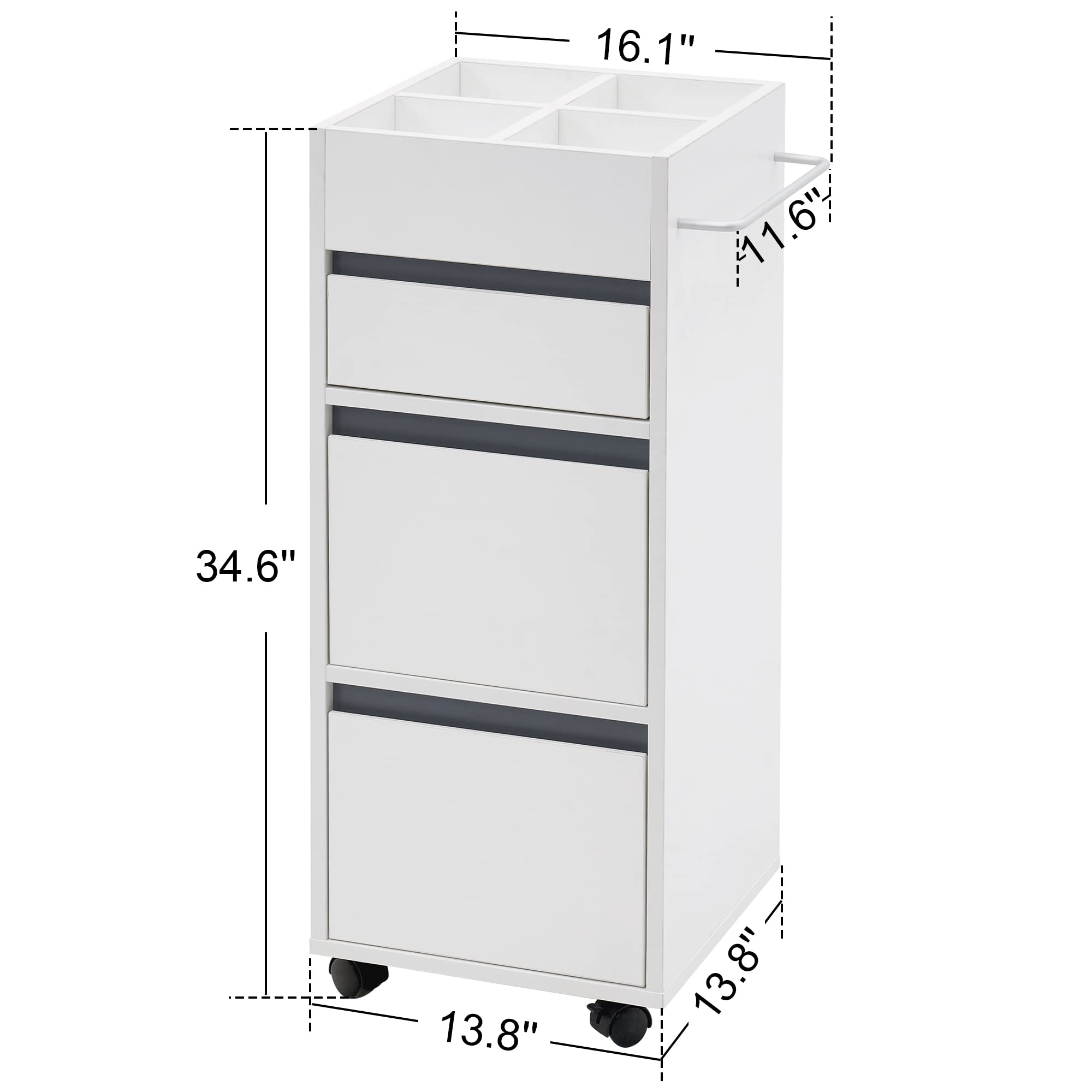 Professional Barber Salon Trolley with 3 Drawers - Mobile Storage Cabinet for Hair Stylists, Beauty Organizer & Spa Equipment - White (Ideal for Salon, Barber Shop & Home Use)