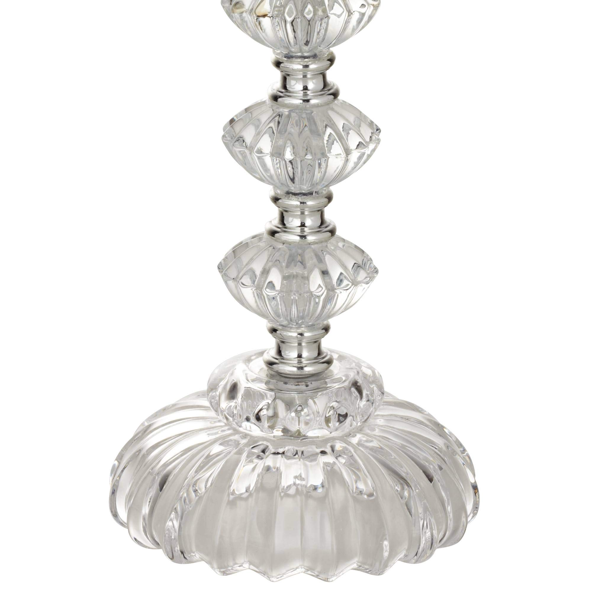 360 Lighting Bohemian Traditional Cottage Style Accent Table Lamps - Set of 2 Clear Stacked Glass Off-White Bell Shade Lamps (21