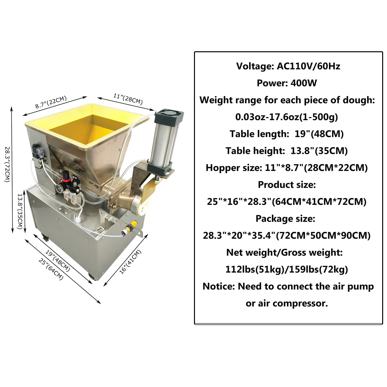Electric Dough Divider Rounder Machine - Hydraulic Dough Ball Cutter (0.03oz-17.6oz) for Bakery & Pizza Dough | Commercial Bakery Equipment 110V | Perfect for Pizzerias, Bakeries & Home Baking
