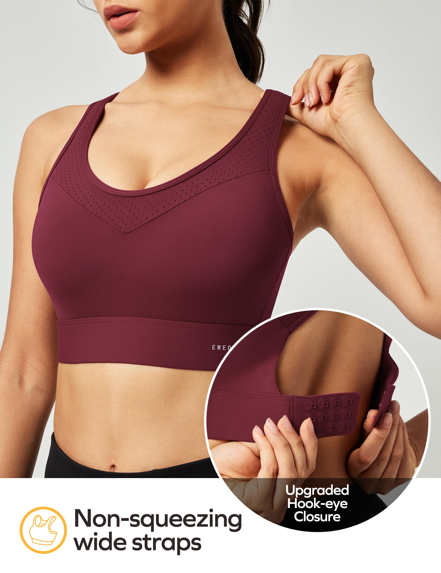 High Impact Sports Bras for Women - Ewedoos Supportive Push Up Workout Bra for Large Bust, Racerback Running & Gym - Perfect for High-Intensity Training & Active Lifestyles