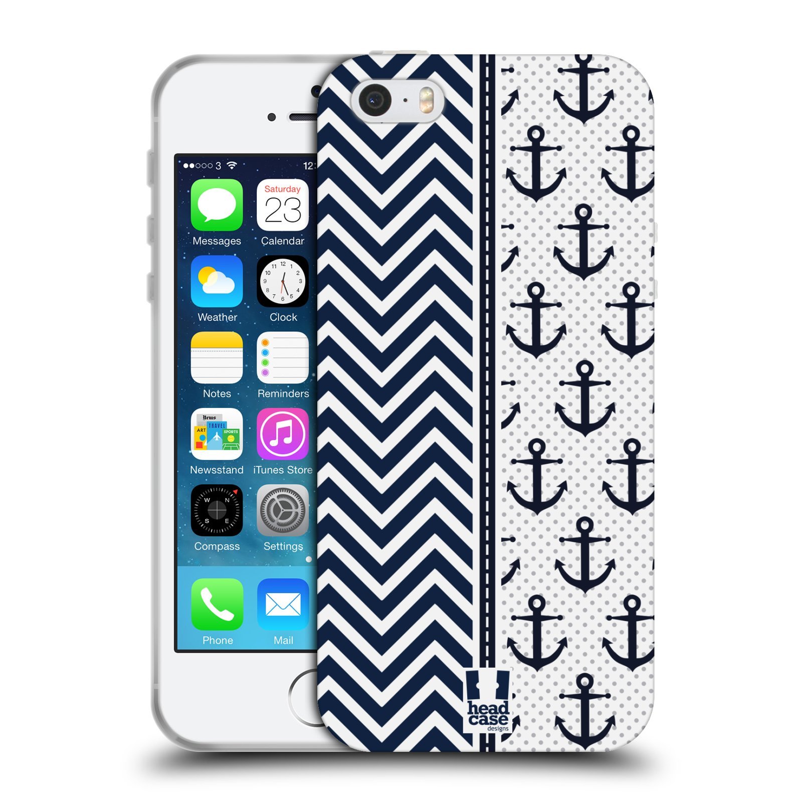 Head Case Designs Anchor Pattern Zigzag Nautique Soft Gel Case for Apple iPhone 5 / 5s / SE 2016 - Durable Protective Cover for Outdoor, Beach & Water Activities