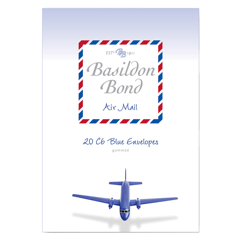 Basildon Bond Airmail Envelopes C6 Size - 20 Pack Blue 70gsm Lightweight Paper - Perfect for International Letters, Greeting Cards & Business Correspondence