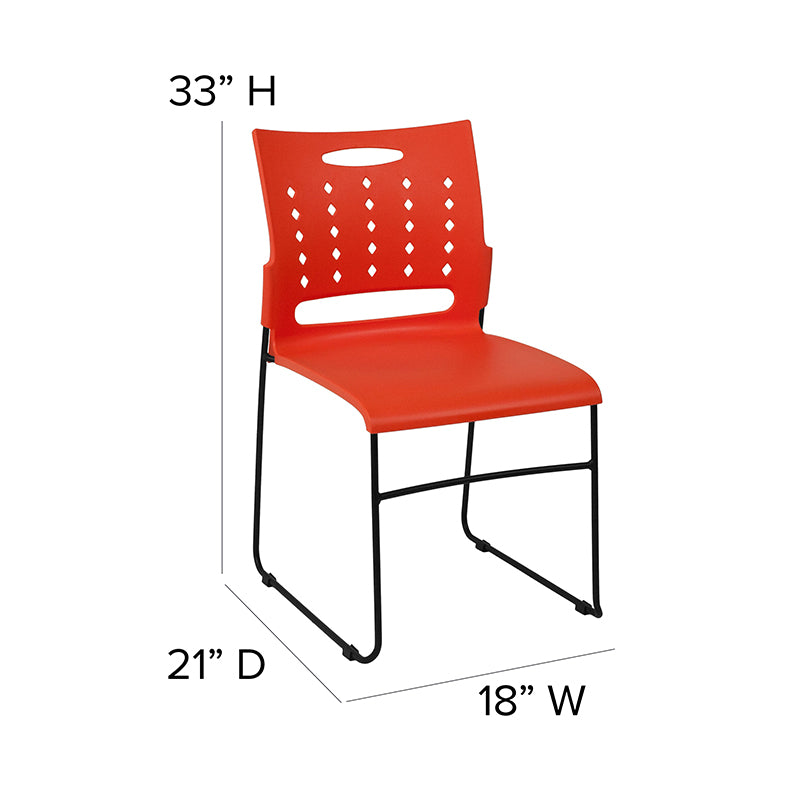 FLASH HERCULES Series 881 lb Capacity Black Sled Base Stackable Chair with Air Vent Back - Heavy Duty Folding Chairs for Events, Banquets, and Conference Rooms
