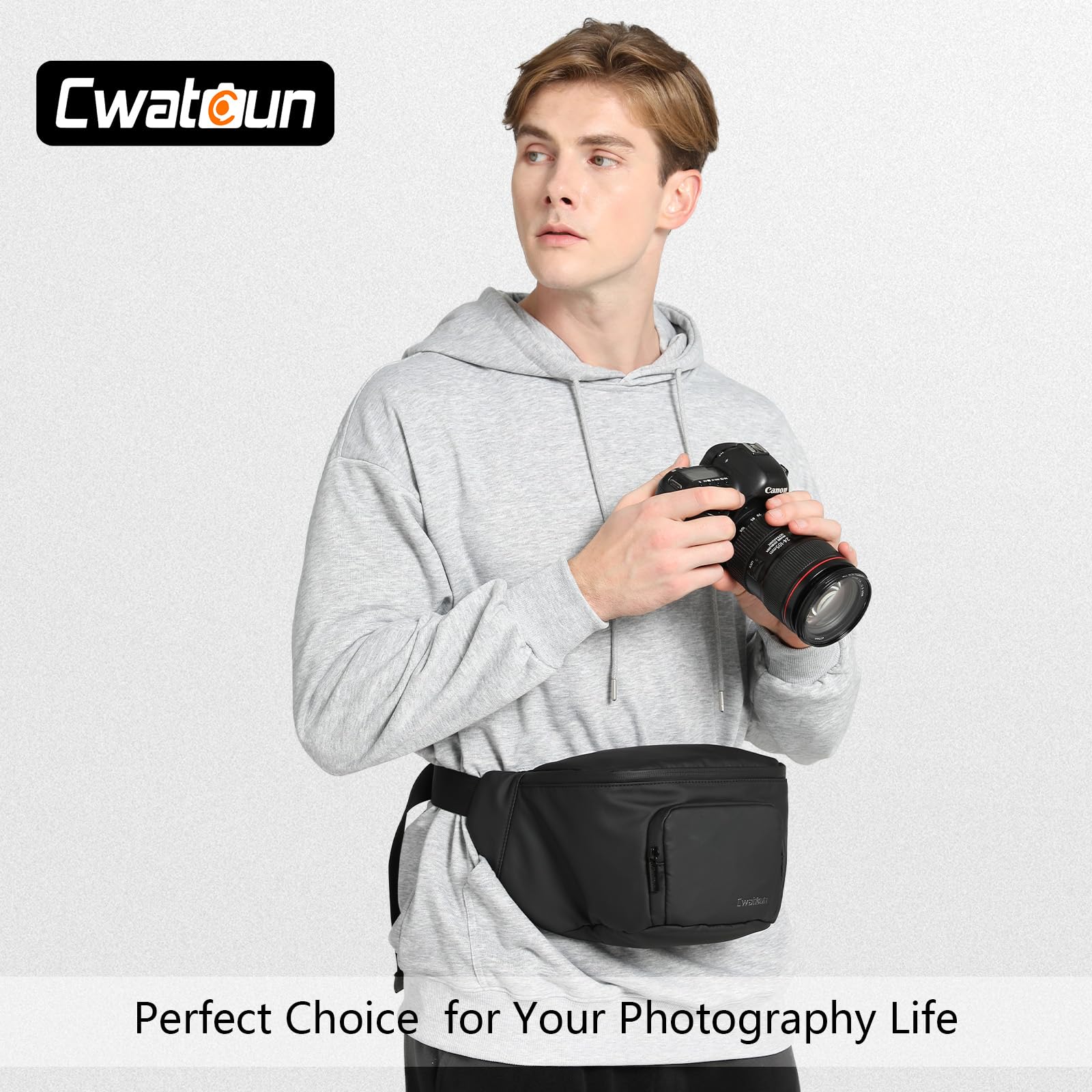 Waterproof Camera Belt Bag for DSLR/SLR - Shoulder Bag for Canon Nikon Sony Fuji - Daily Carry Storage Bag (Black) - Perfect for Travel, Hiking & Outdoor Photography