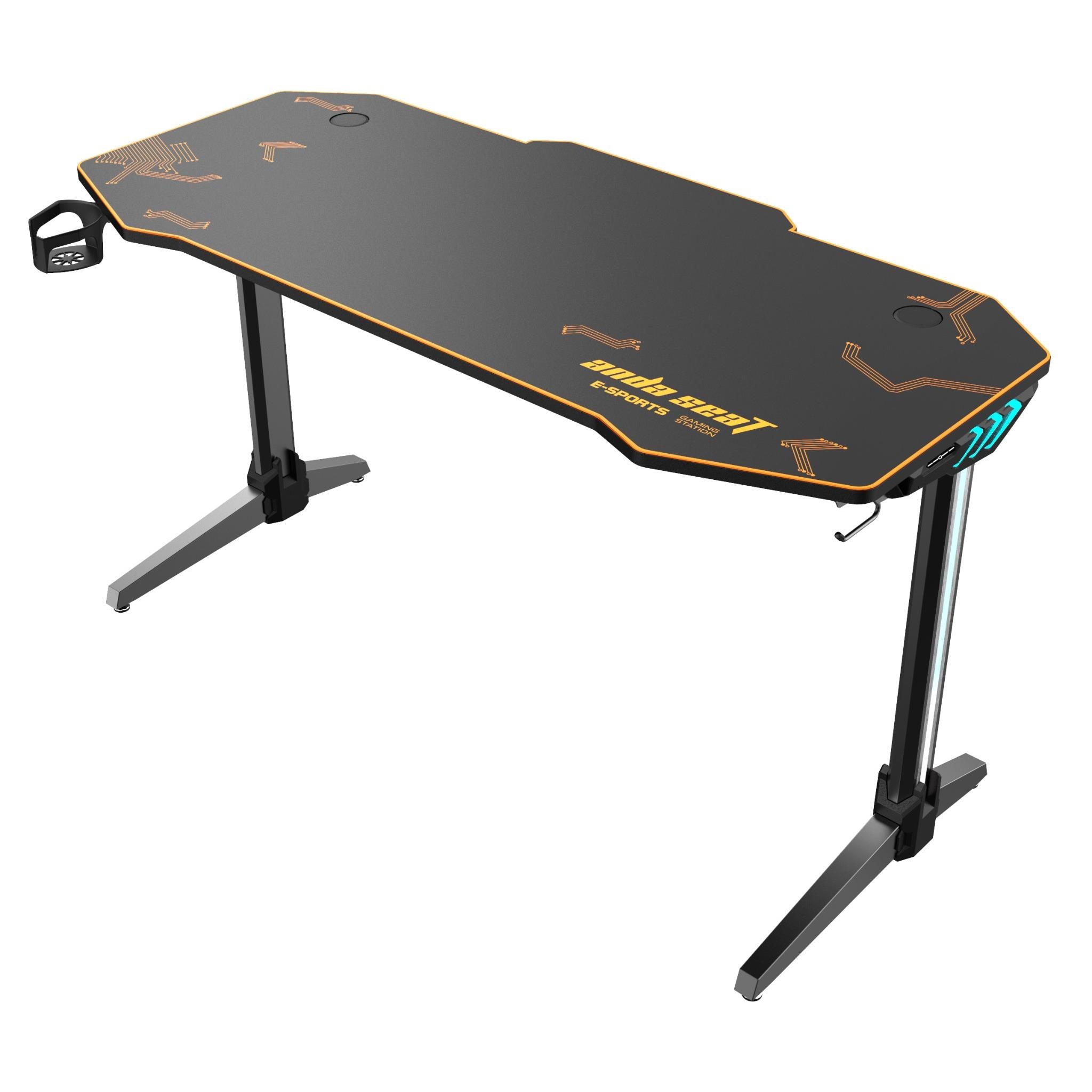 Anda Seat Eagle 2 Lighting Gaming Desk - Ergonomic LED RGB Computer Desk for PC Gamers & Streamers - Perfect for Esports, Home Office & Gaming Setup