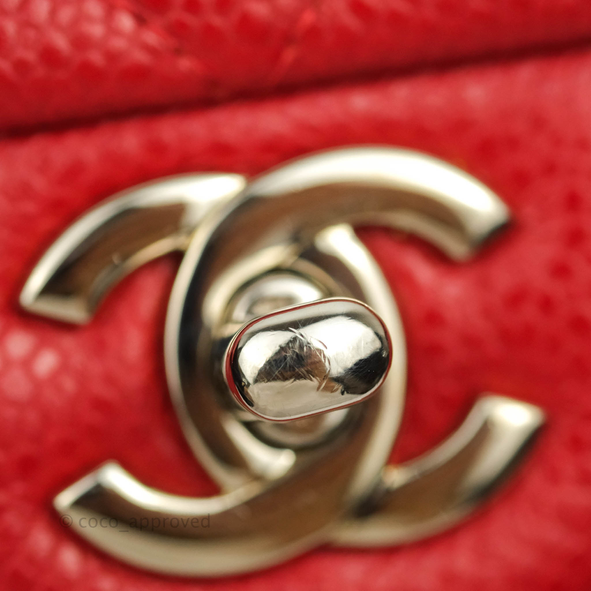 Chanel Classic Medium Double Flap Bag in Red Caviar Leather with Silver Hardware - Perfect for Work, Evening Events & Luxury Gift Giving