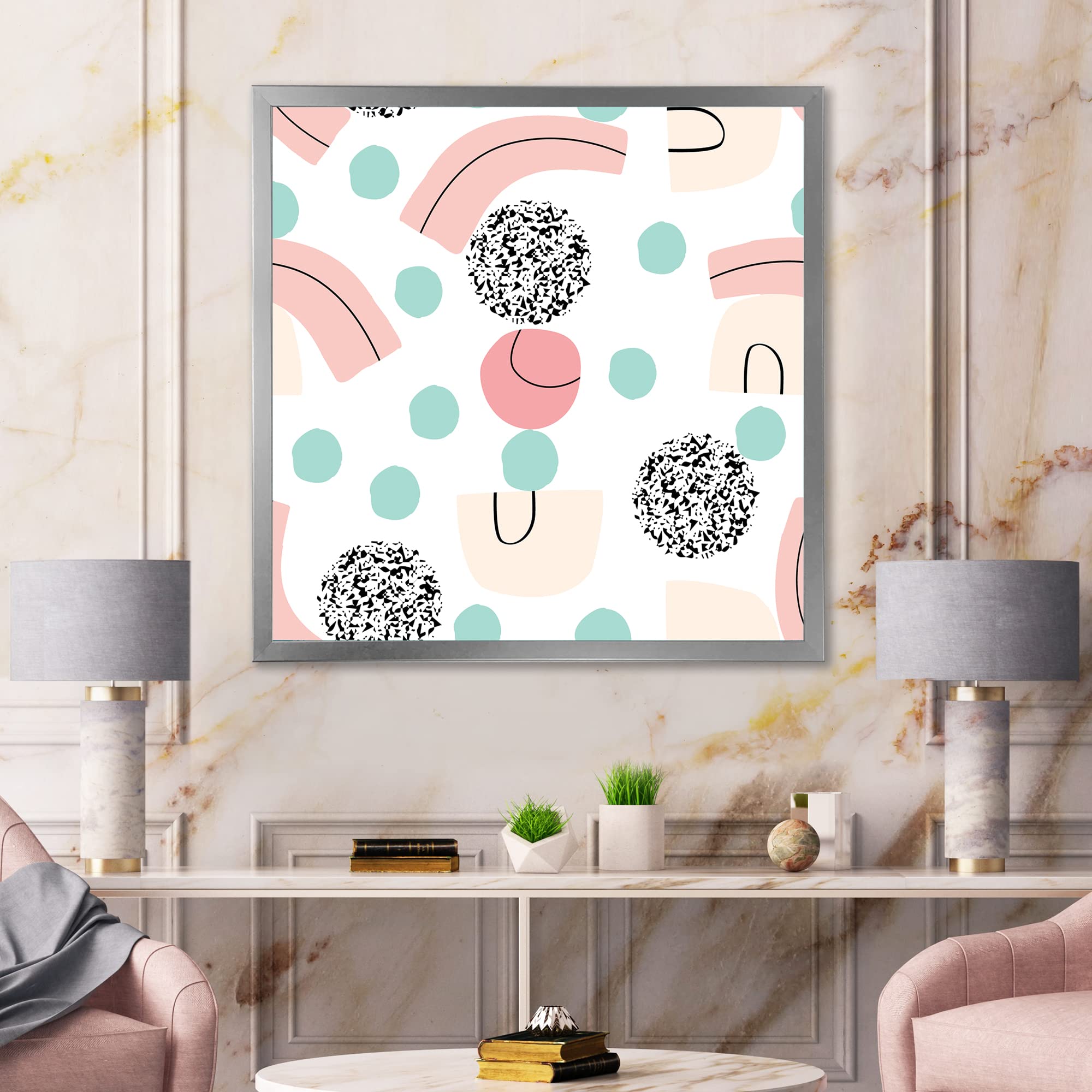 DesignQ Organic Pastel-Toned Modern Framed Wall Art - Elegant Home & Office Decor for Living Room, Bedroom, Nursery