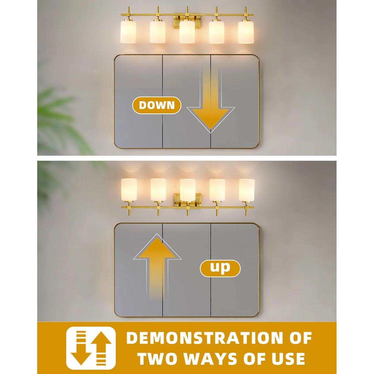 Jasper Modern Frosted Glass 5-Light Bathroom Vanity Light Fixture - Elegant Lighting for Bathroom, Powder Room & Dressing Area