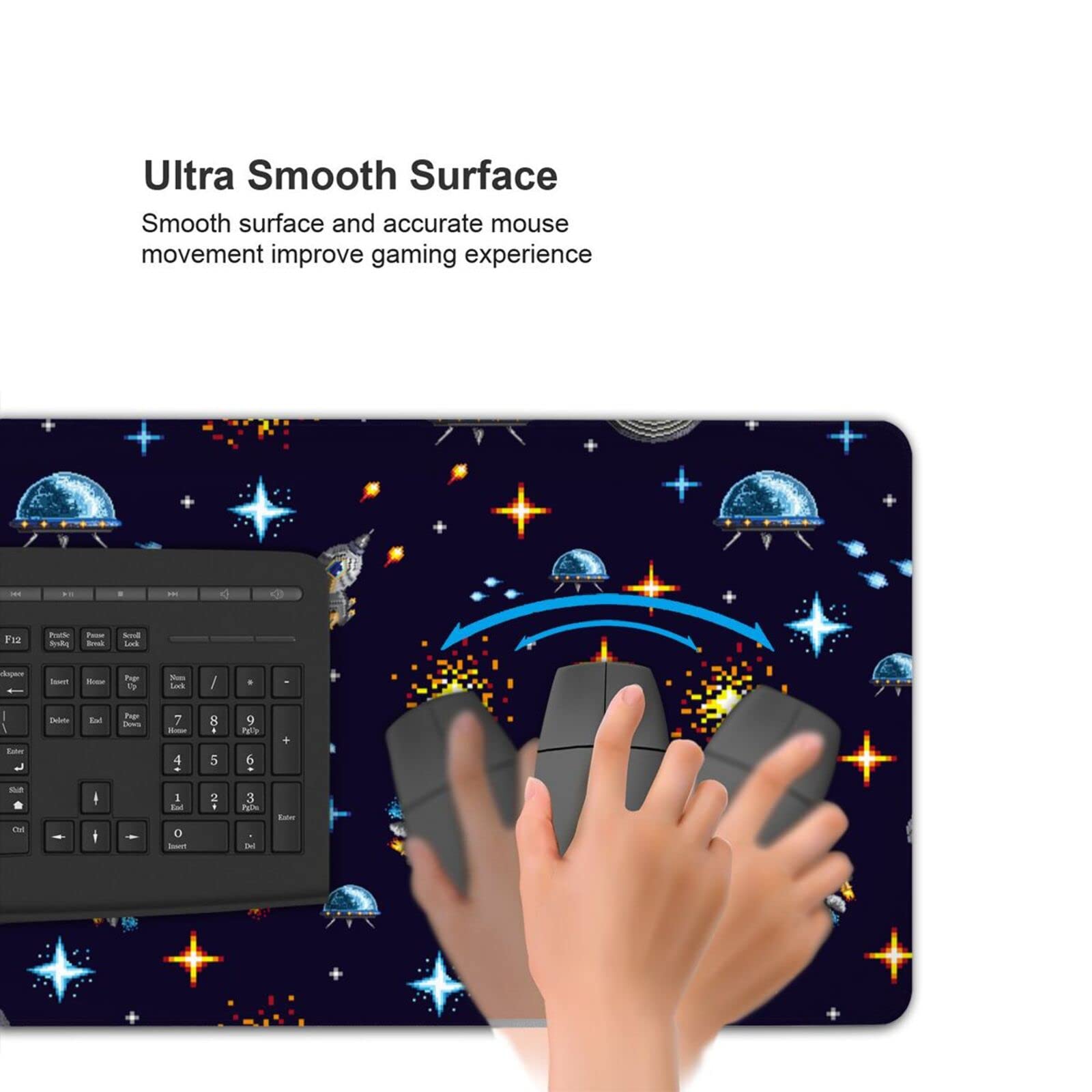 Large Gaming Mouse Pad with Space Planets Design - Extended XXL Mouse Mat for Computer, Keyboard & Desk - Perfect for Gamers, Office Work & Home Use