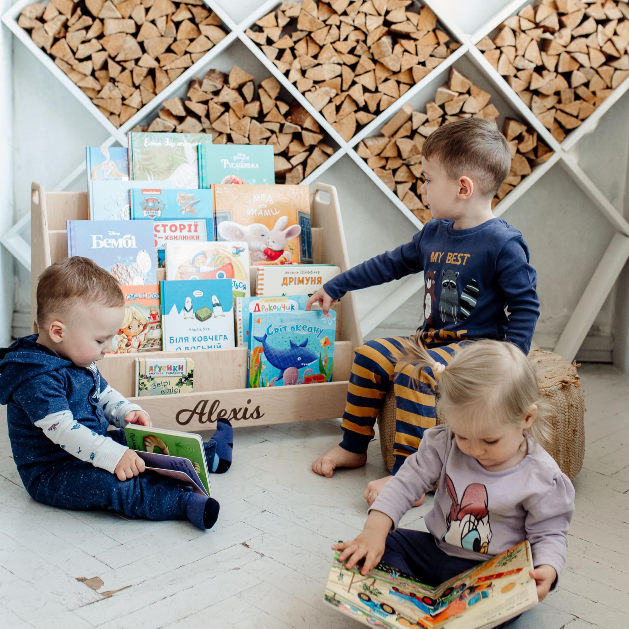 Montessori Kids Bookshelf - Natural Wood Toddler Bookcase for Nursery & Playroom - Small Children's Bookshelf for Montessori Learning & Home Organization