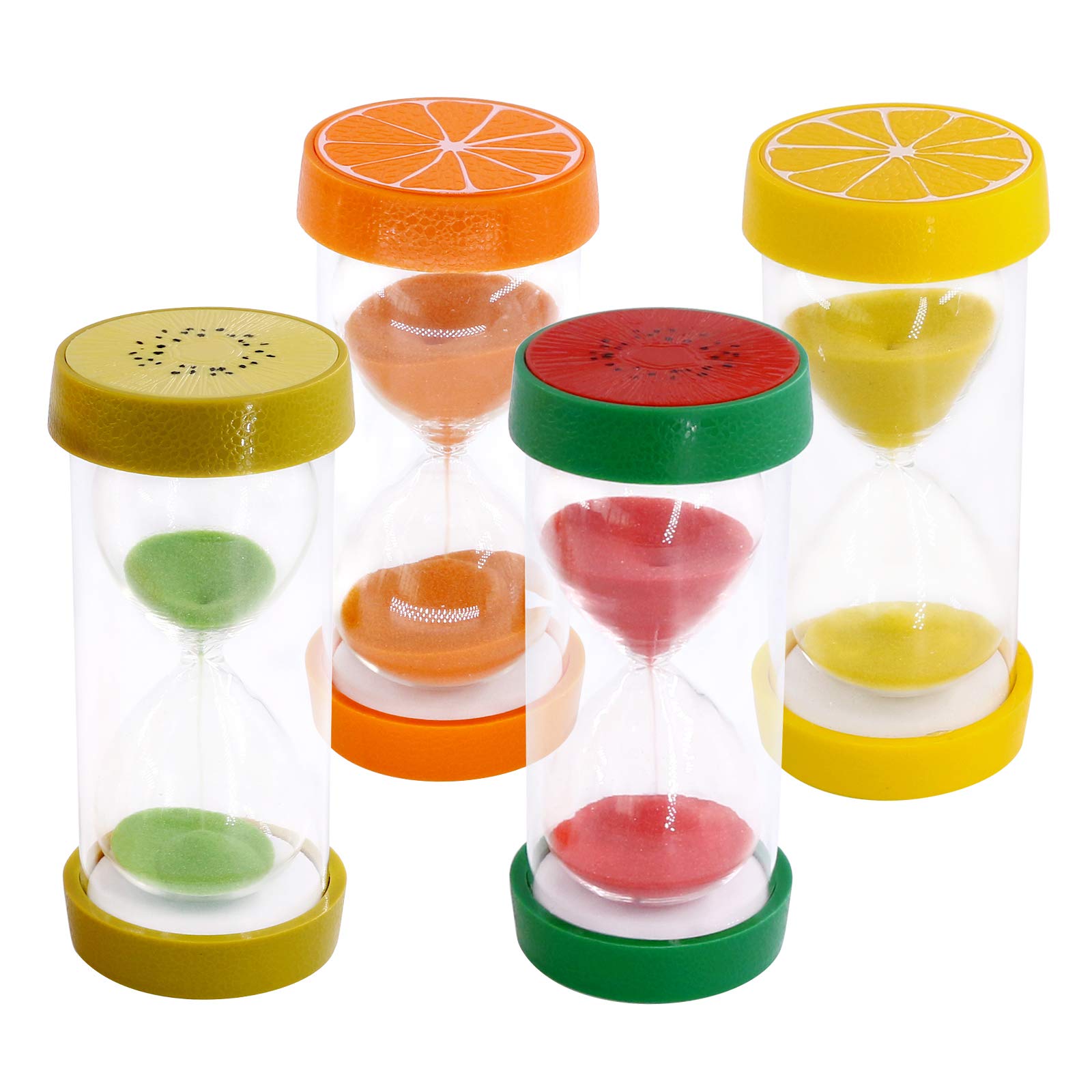 Glarks 4-Color Fruit Shaped Hourglass Sand Timer - 5/10/15/30 Minute Sand Clock for Kids, Classroom, Kitchen & Games | Teeth Brushing Timer, Home Office Decor | Perfect for Time Management & Learning Activities