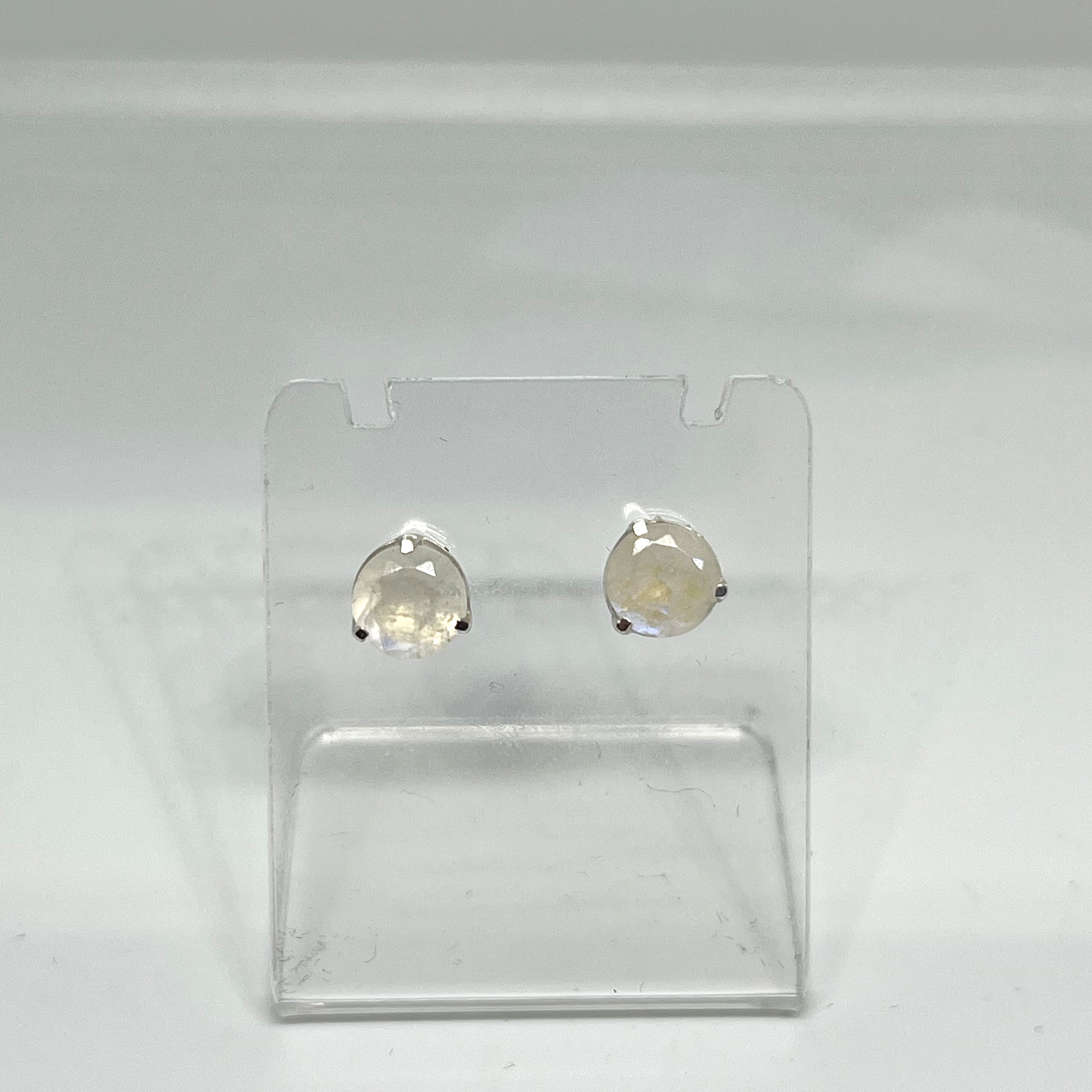 7mm Round Faceted Gemstone Stud Earrings - 3 Prong Set for Women (PSE006) | Perfect for Everyday Wear, Parties & Gifts