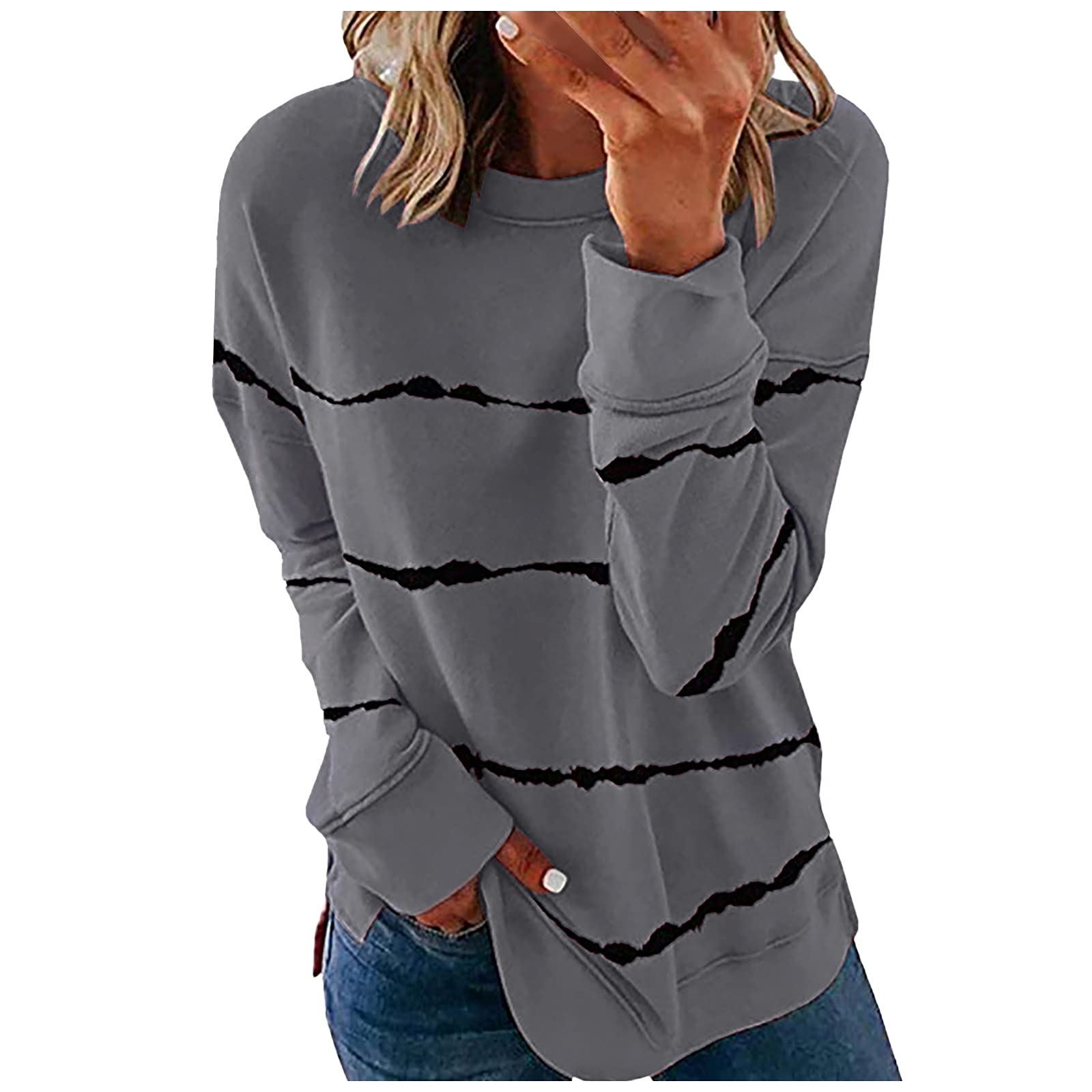 EKIYVO Women's Long Sleeve Sweatshirt - Casual Crewneck Pullover Top | Lightweight & Comfortable Fall/Winter Fashion | Perfect for Work, Travel & Daily Wear