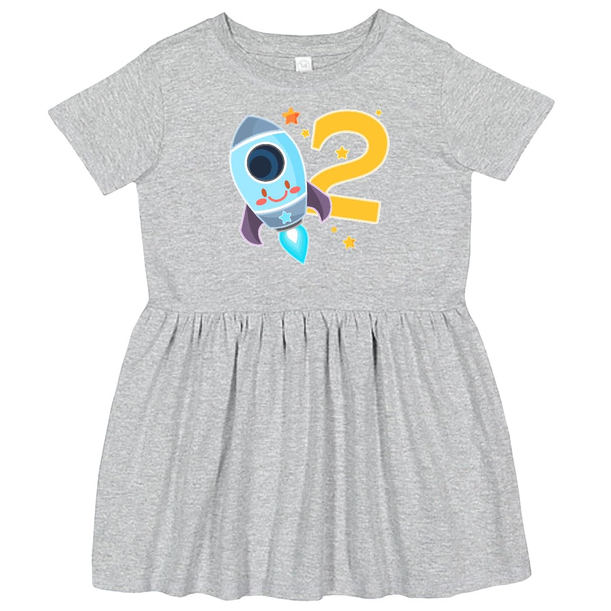 Inktastic Rocket Spaceship Happy 2nd Birthday Outfit - Adorable Toddler Dress for Boys & Girls - Perfect for Birthday Parties, Space-Themed Events & Photo Shoots