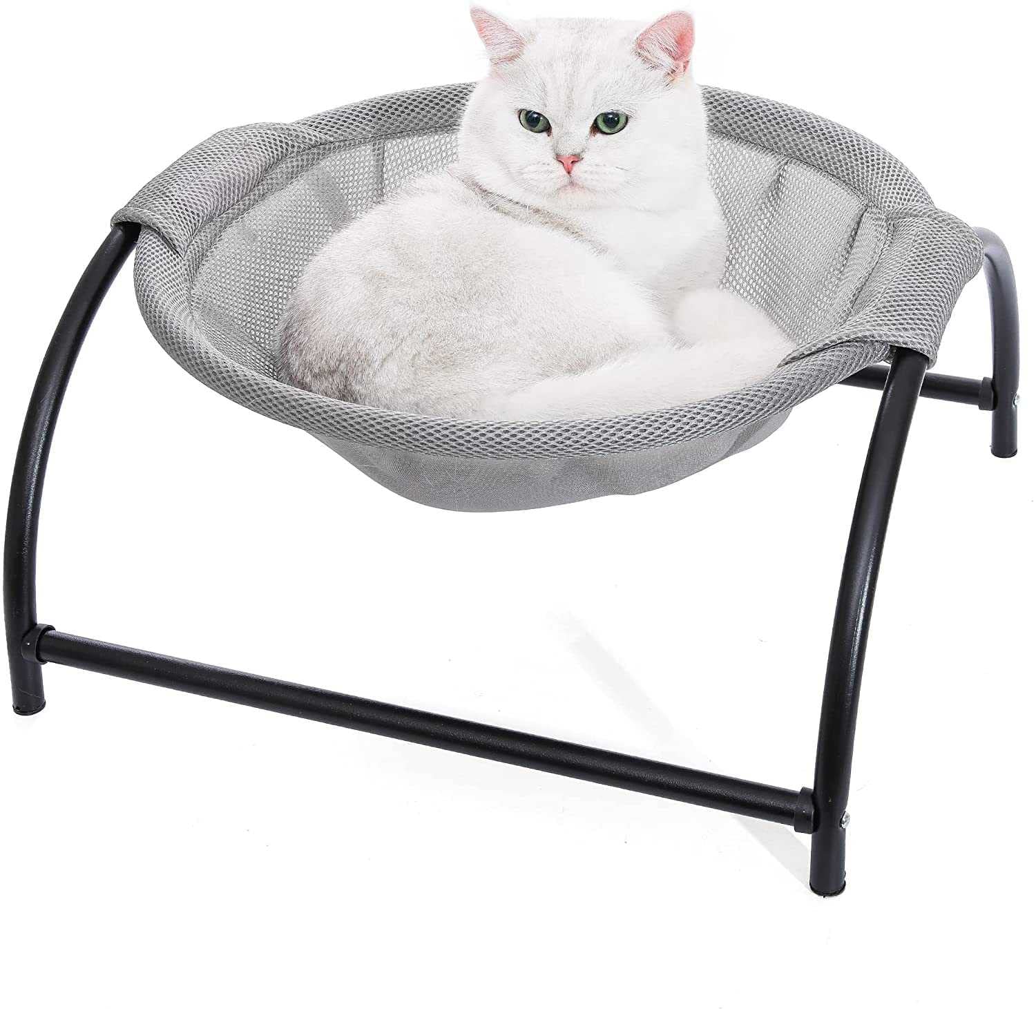 Universal All-Season Cat Hammock Bed - Elevated Breathable Pet Bed with Detachable Cover & Heavy Duty Iron Frame - Cooling Cat Cot for Indoor/Outdoor Use - Perfect for Window Lounging, Patio Relaxation & Apartment Living