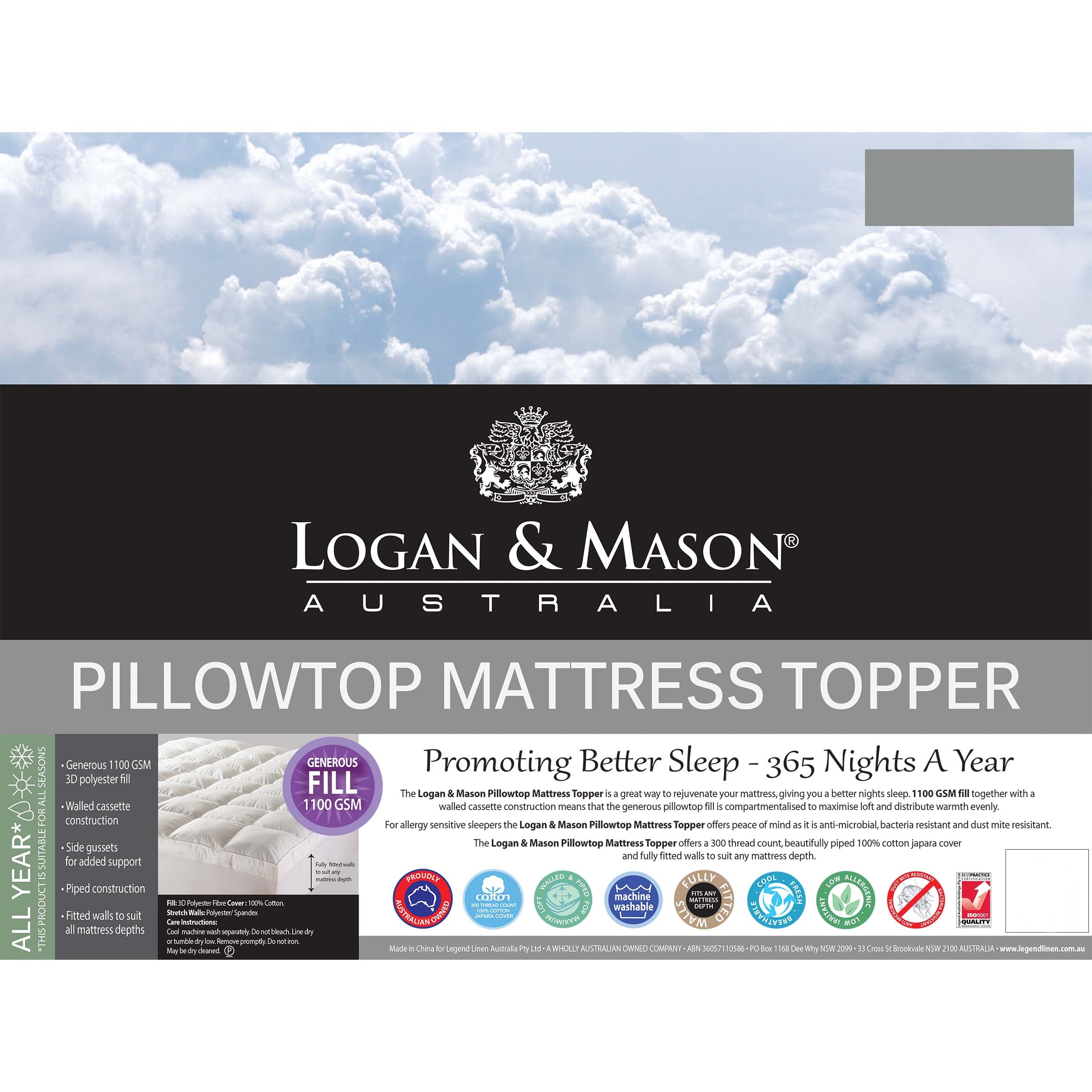 Premium 1100GSM Fitted Pillowtop Mattress Topper for Single Bed | Ultra Soft & Supportive | Perfect for Back Pain Relief & Better Sleep