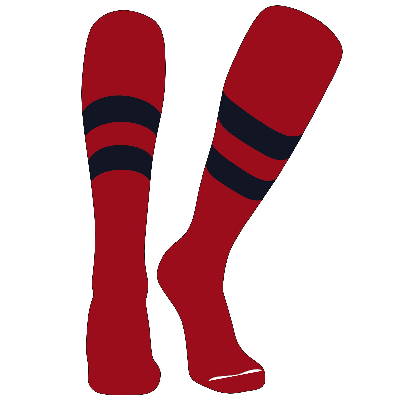 PEARSOX Elite Baseball Knee High Socks for Men - Moisture Wicking, Cushioned Support (Red, Navy) - Perfect for Baseball, Softball & Sports Performance
