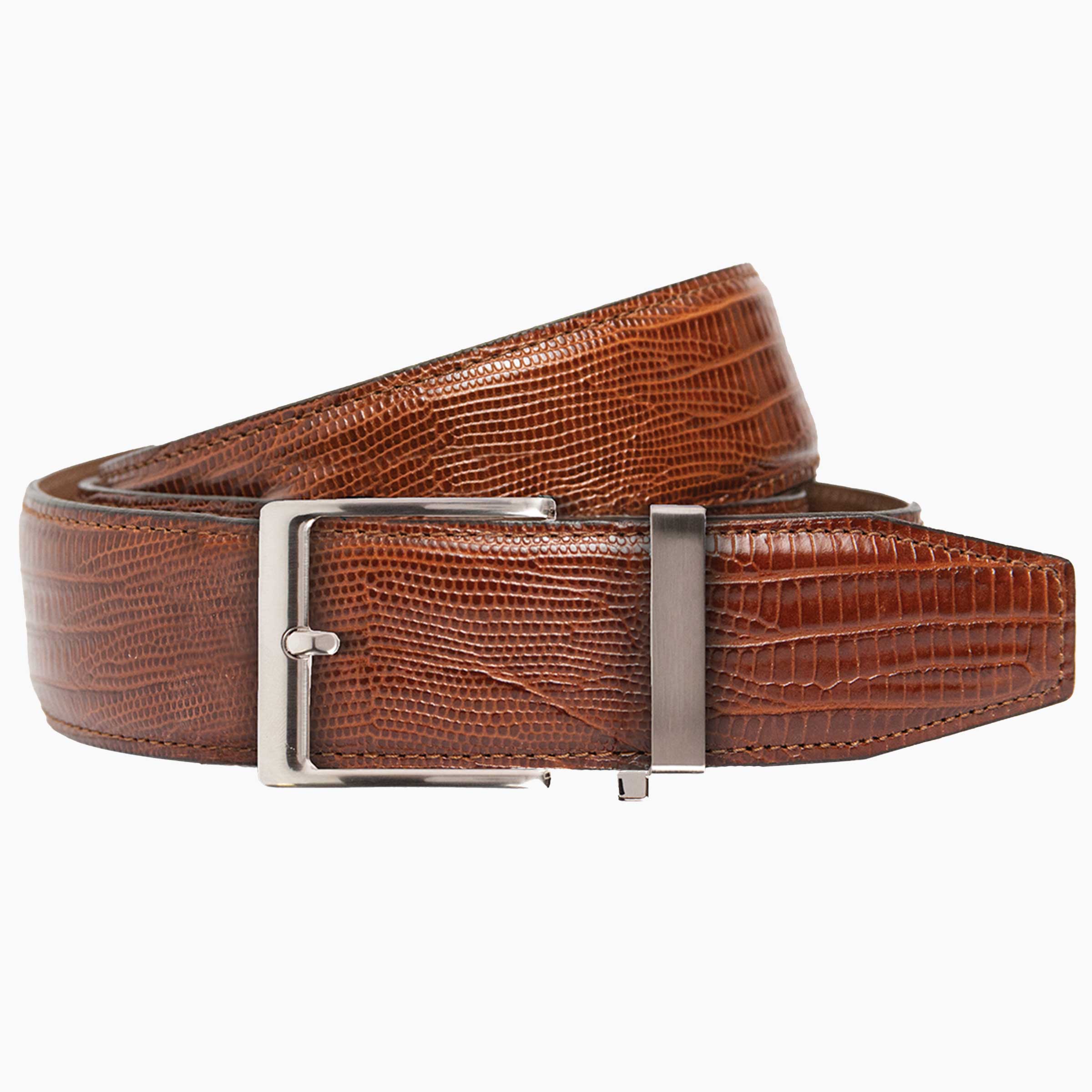 Nexbelt Lizard Brown Genuine Leather Dress Belt 1.5