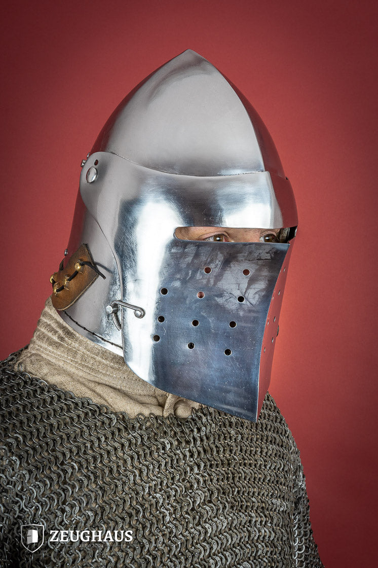 2mm Polished Full Visor Bascinet Helmet - Medieval Knight Armor for LARP, Cosplay & Historical Reenactment