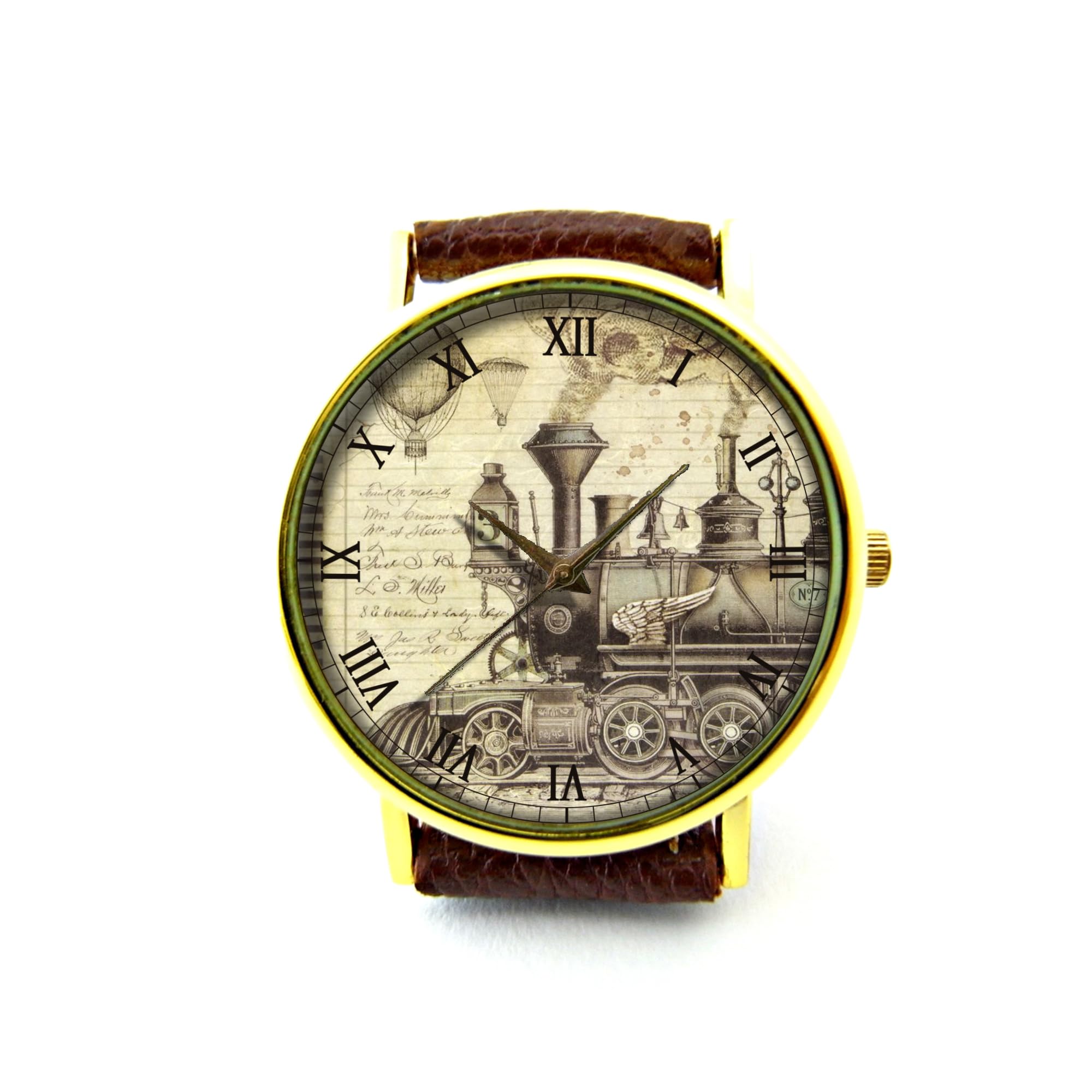 Steampunk Train Leather Watch for Women & Men - Vintage Unisex Timepiece with Unique Gear Design - Perfect for Cosplay, Gothic Fashion & Gift Giving