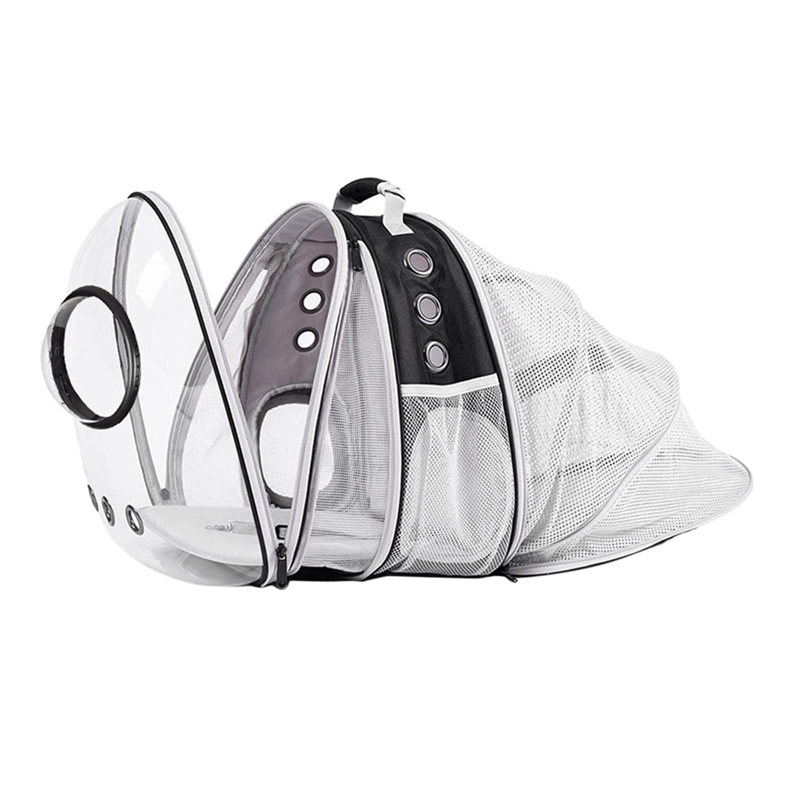 FAKEME Lightweight Expandable Transparent Cat Carrier Backpack - Foldable Bubble Pet Carrier with 9 Ventilation Holes & Dual Expandable Dome for Outdoor Travel, Vet Visits, Hiking, and Daily Adventures