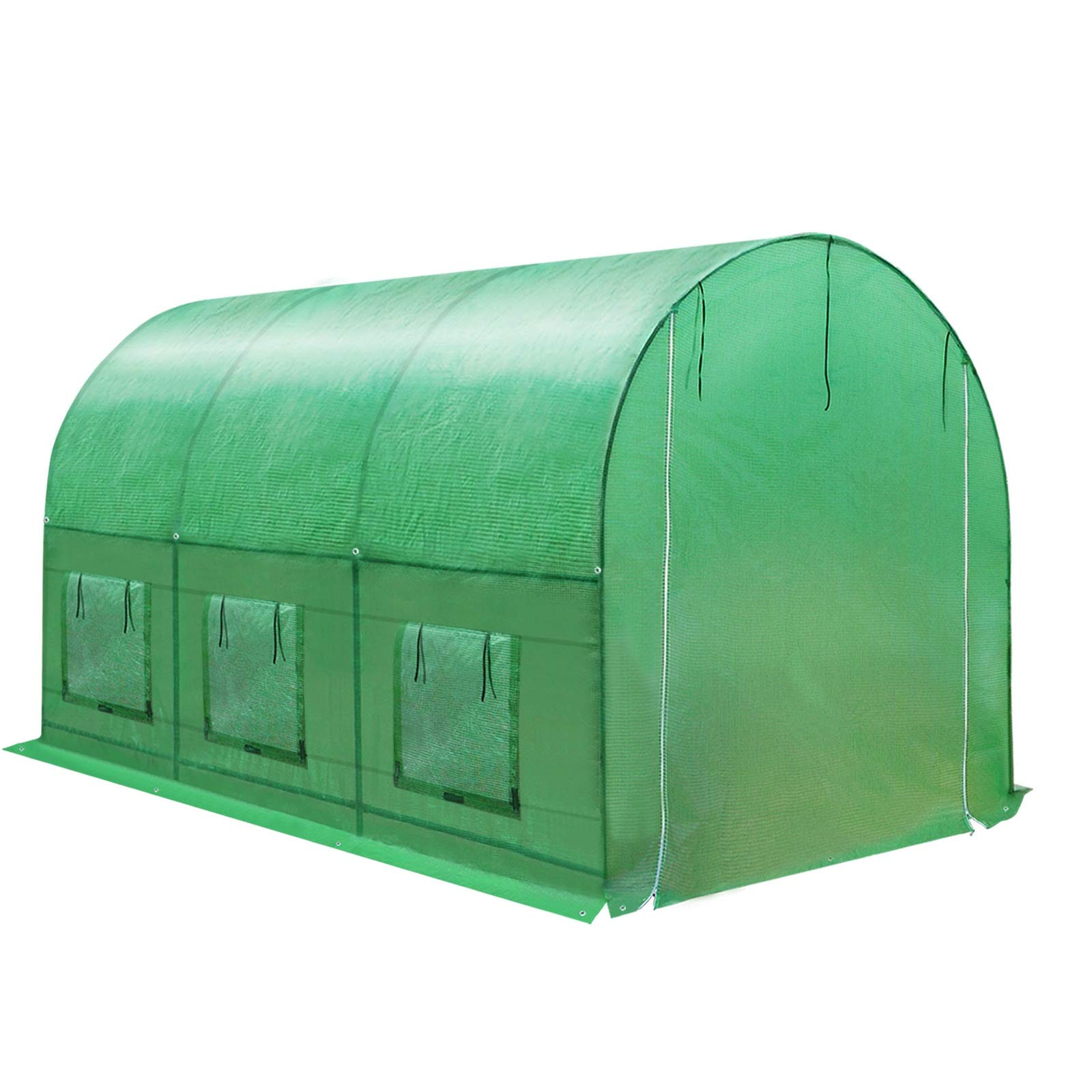 BenefitUSA 12'x7'x7' Large Walk-in Greenhouse - Durable Outdoor Garden Plant House with Galvanized Steel Frame & PE Cover - Perfect for Gardening, Seed Starting & Plant Protection (Green)